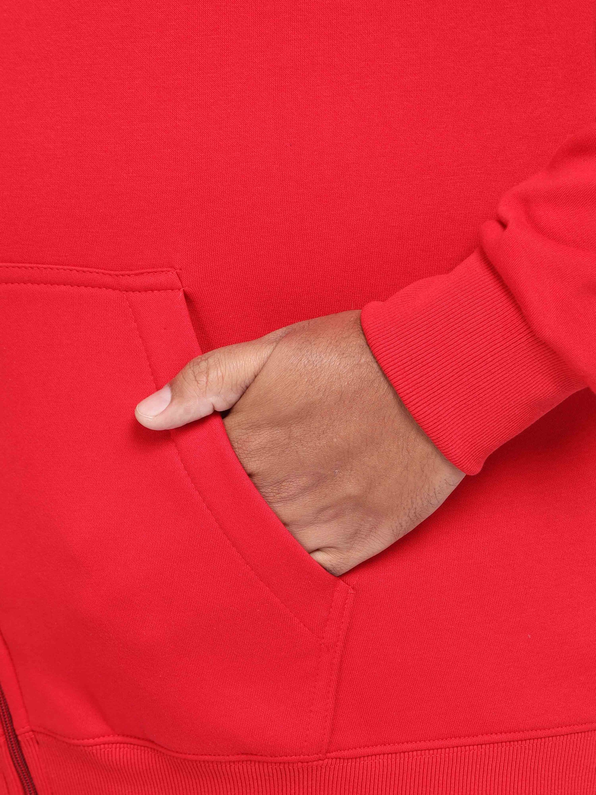 Plus Size Red Zipper Hoodie