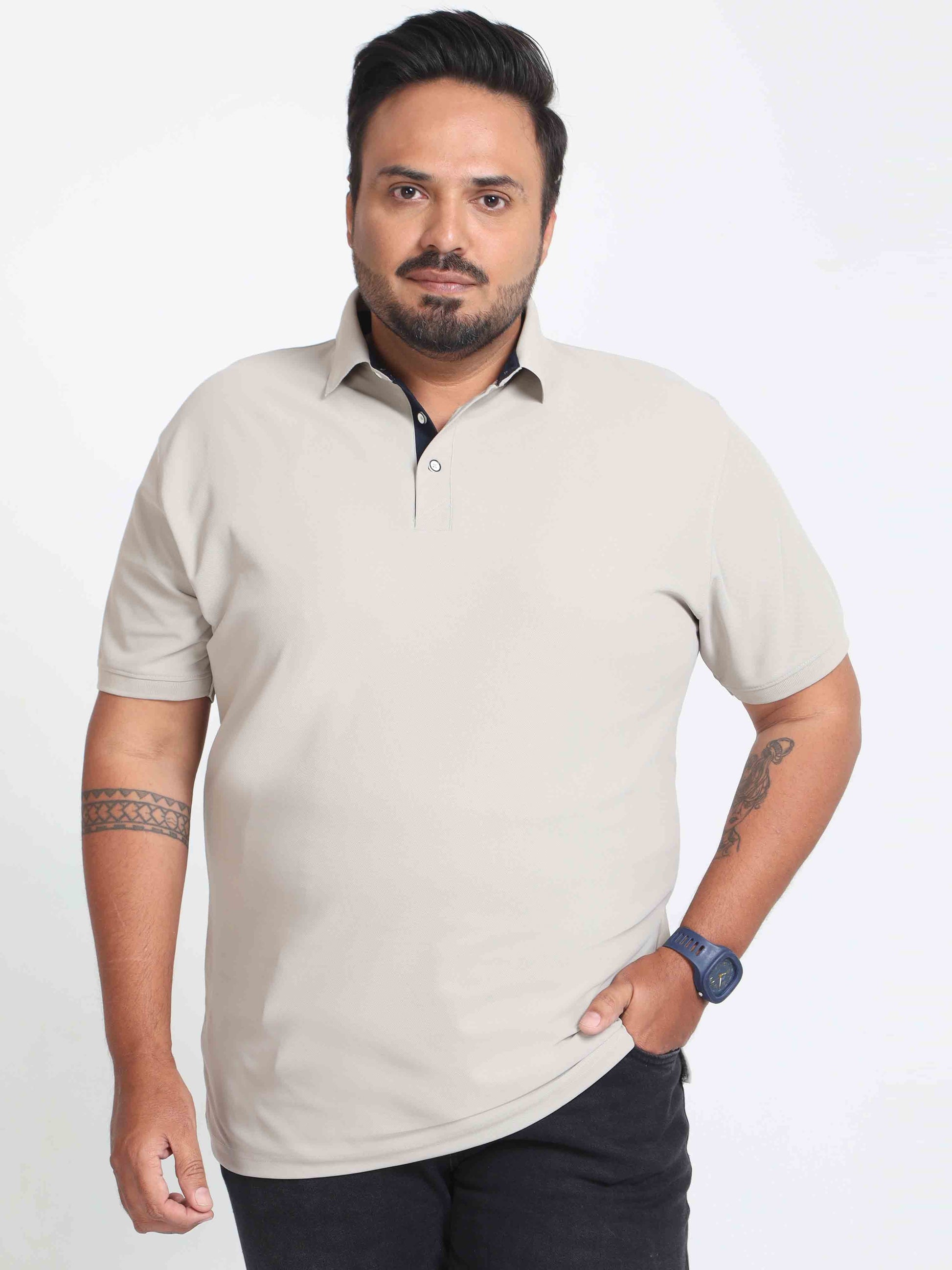 Plus Size Aluminium  Men's Polo T-shirt