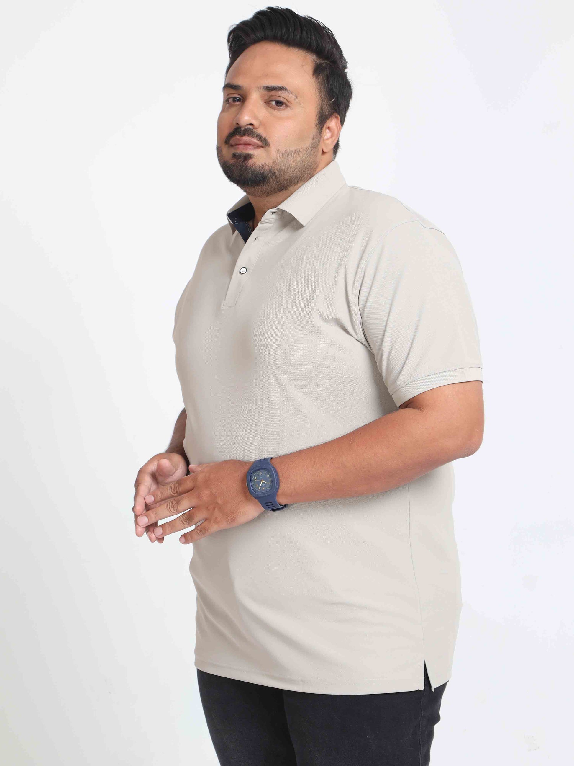 Plus Size Aluminium  Men's Polo T-shirt