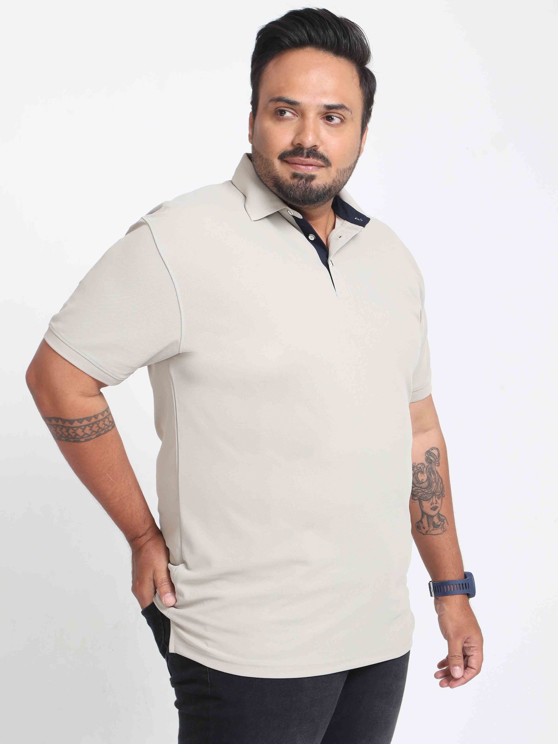 Plus Size Aluminium  Men's Polo T-shirt