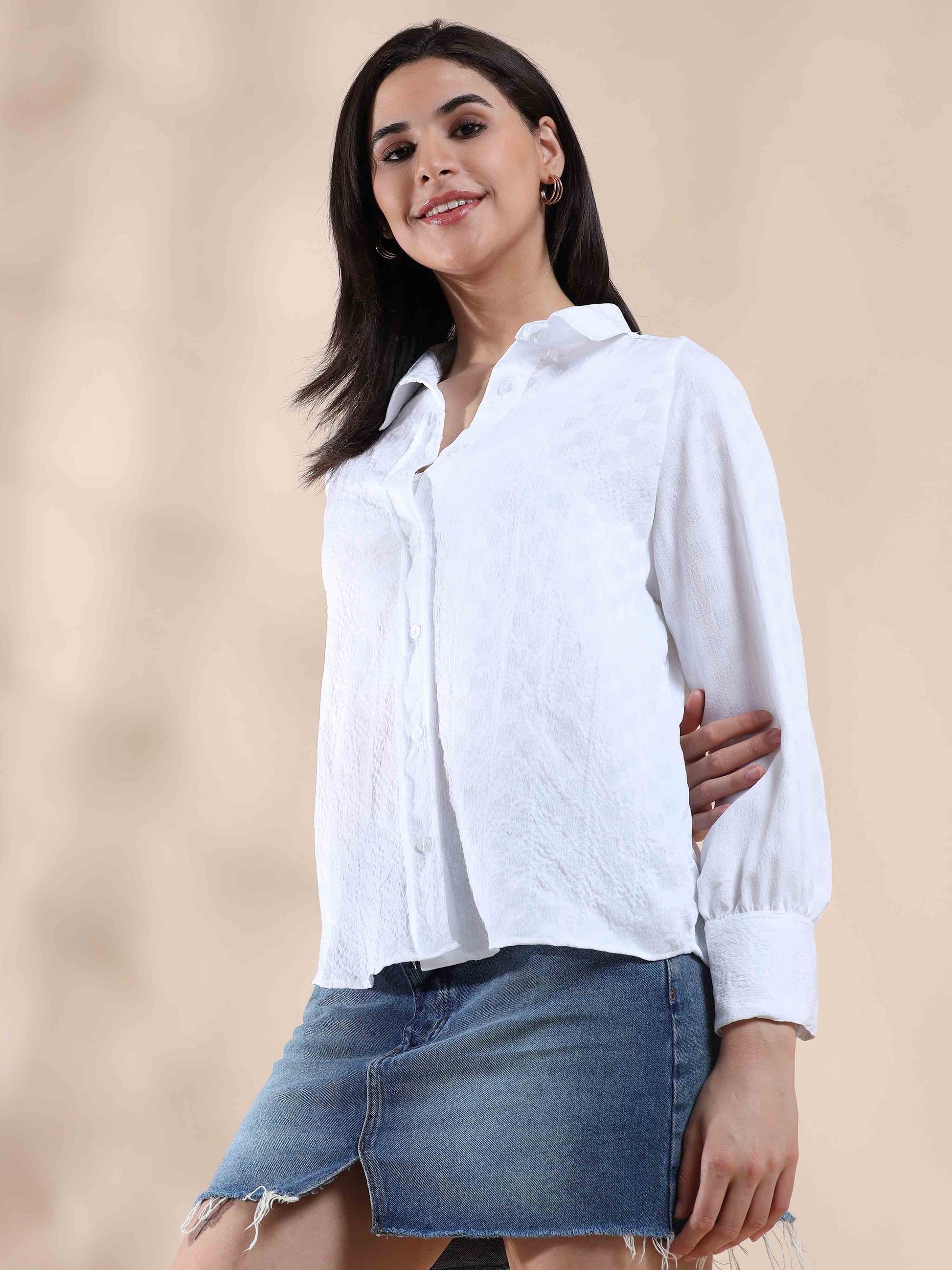 Crystal Cloud Popcorn Shirt for Women