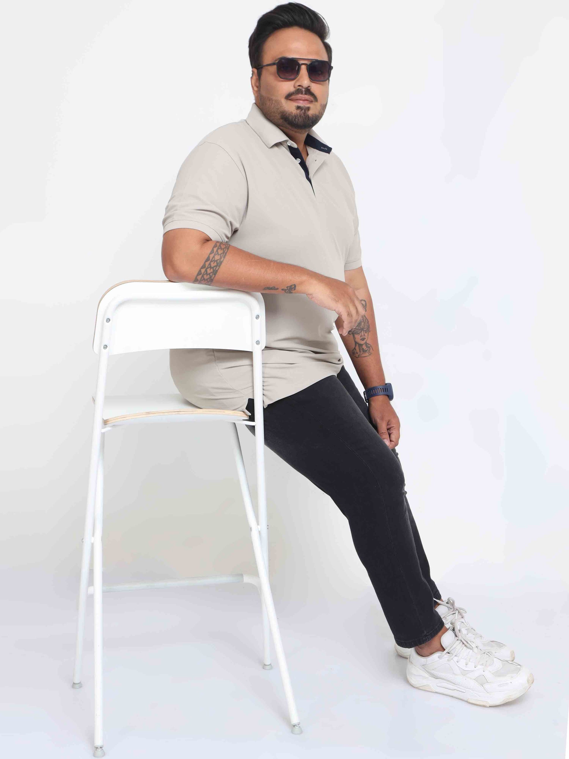 Plus Size Aluminium  Men's Polo T-shirt