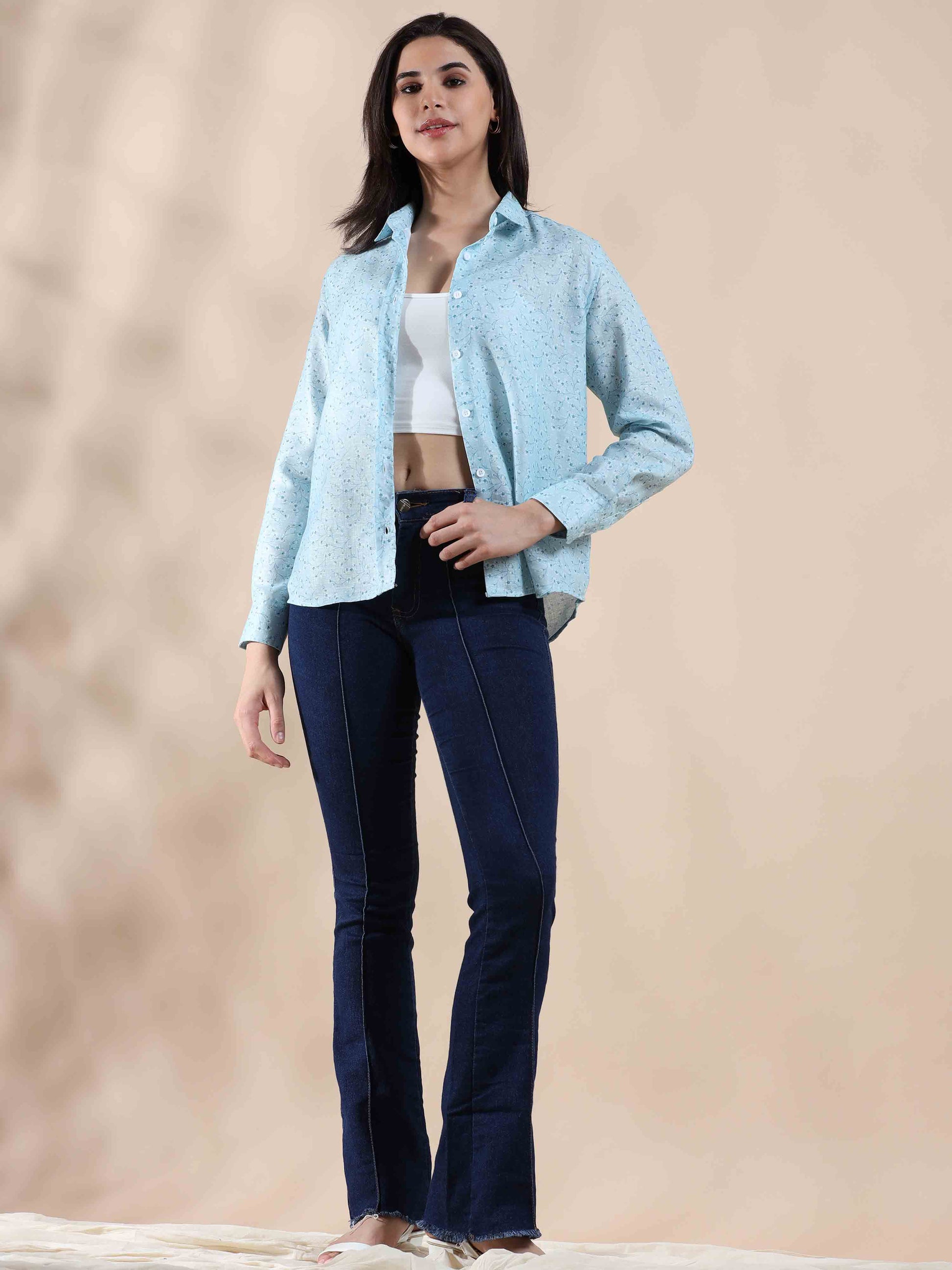 Ocean Mist Melody Cotton Shirt for Women
