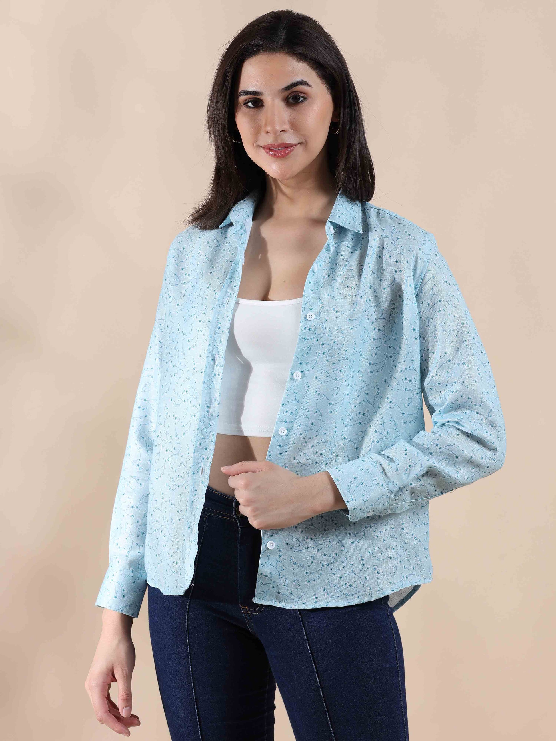 Ocean Mist Melody Cotton Shirt for Women