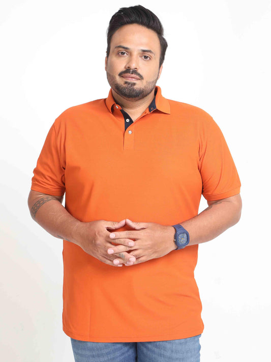 Plus Size Woddy Orange Men's Polo T-shirt
