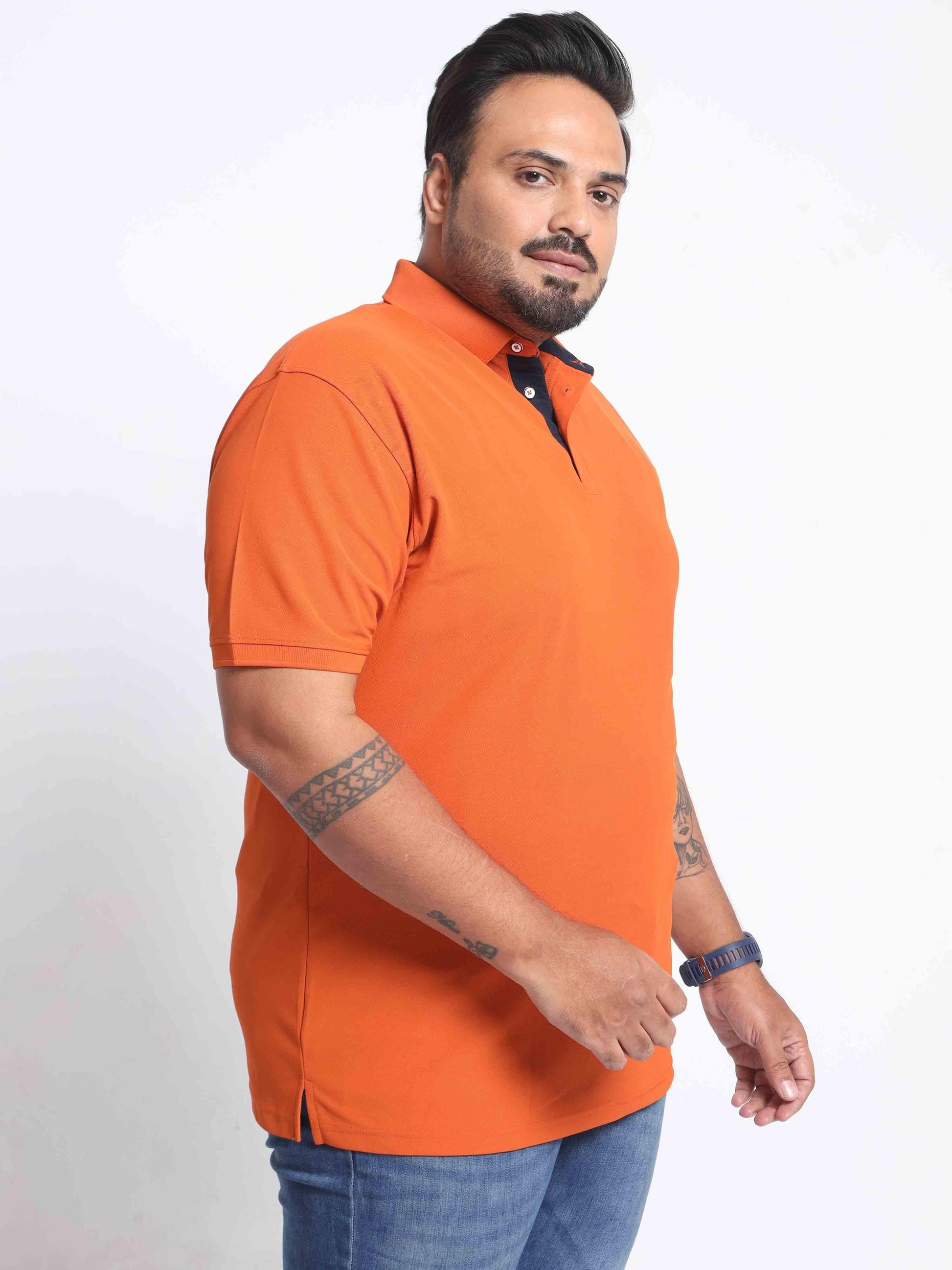 Plus Size Woddy Orange Men's Polo T-shirt