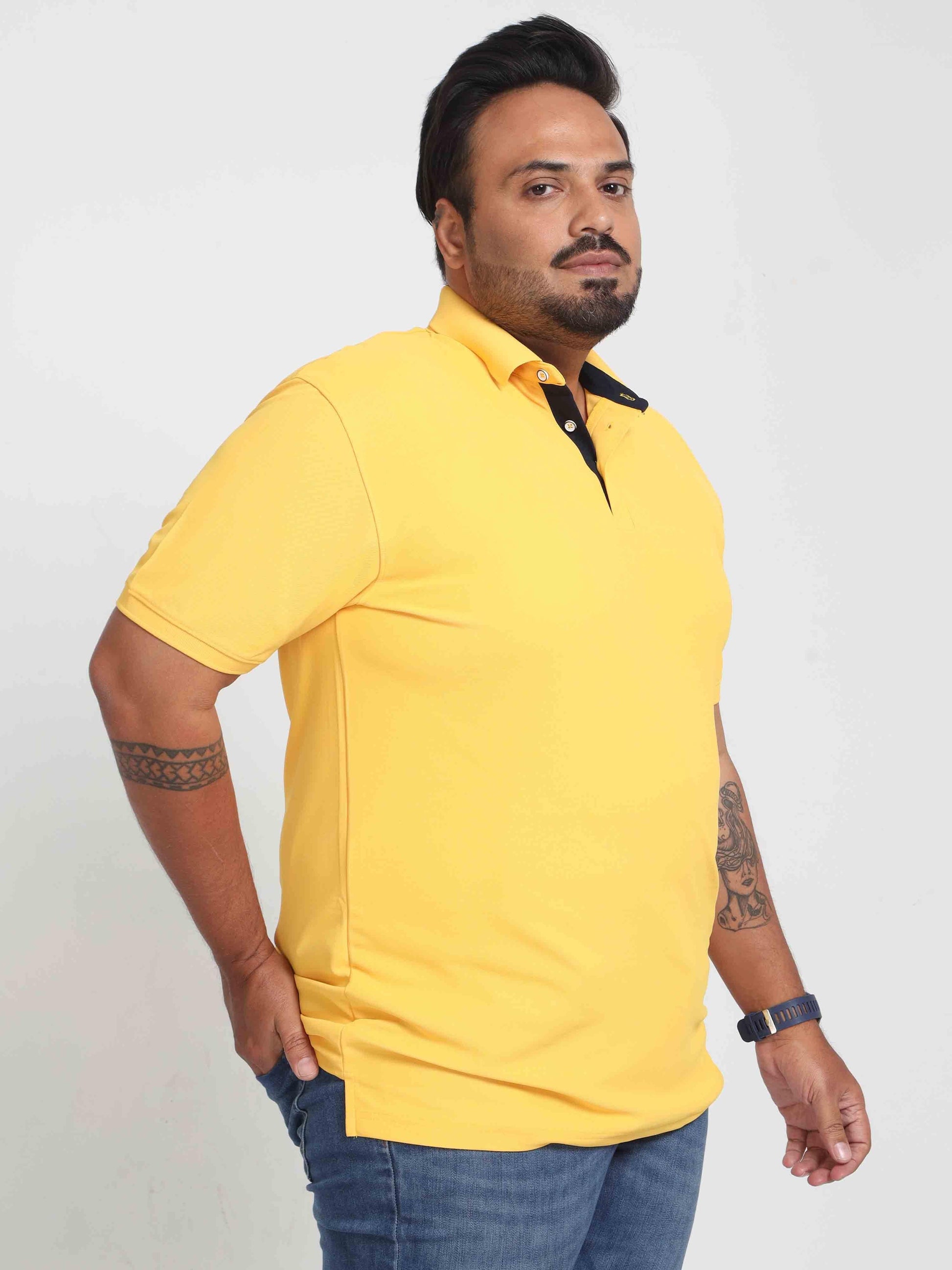 Plus Size Banana Yellow Men's Polo T-shirt