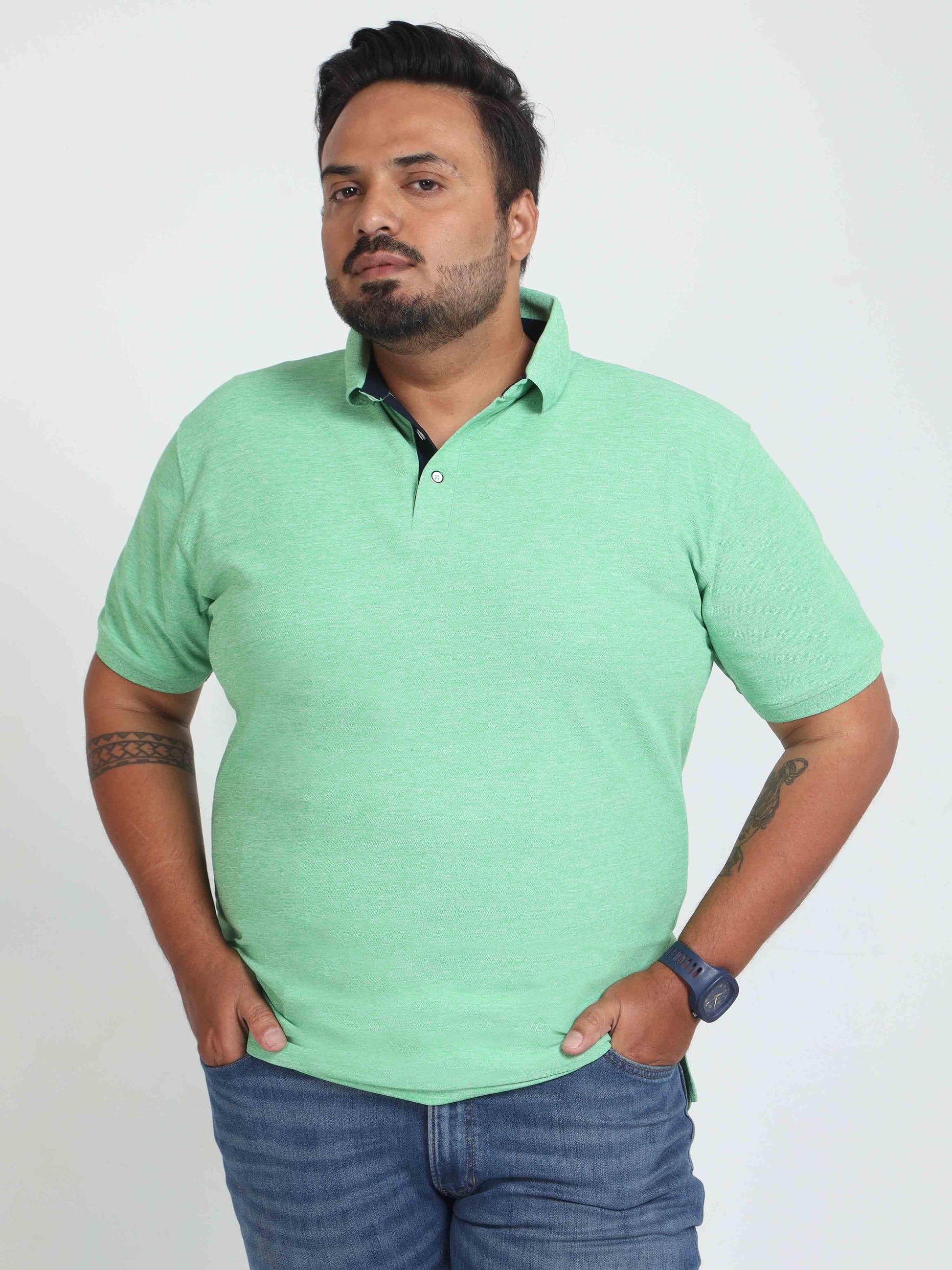 Plus Size Pista Melang Men's Polo T-shirt