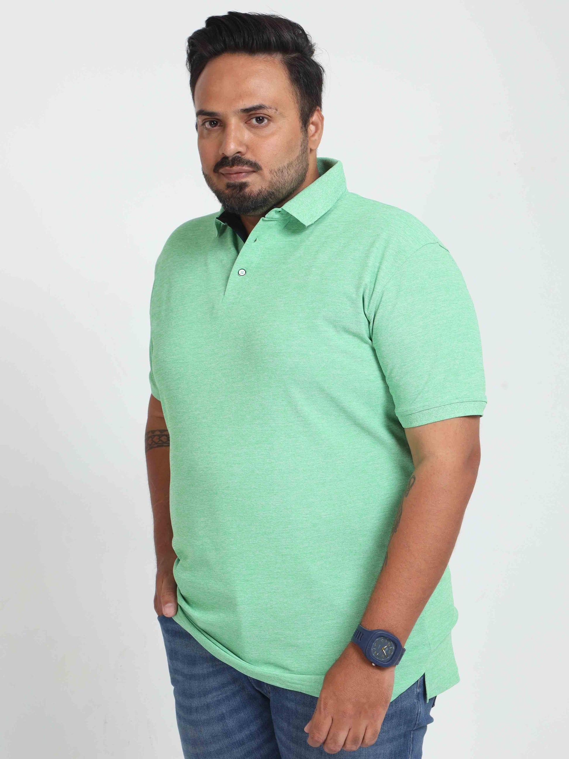 Plus Size Pista Melang Men's Polo T-shirt