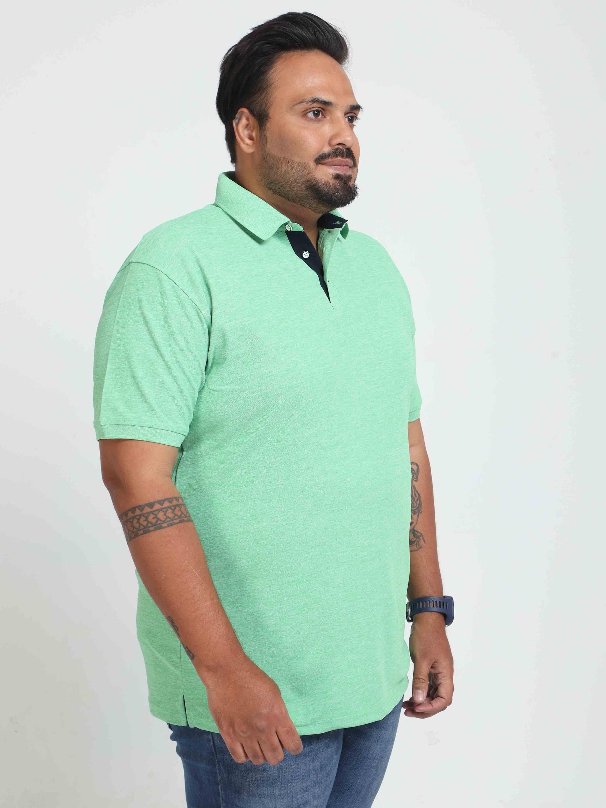 Plus Size Pista Melang Men's Polo T-shirt