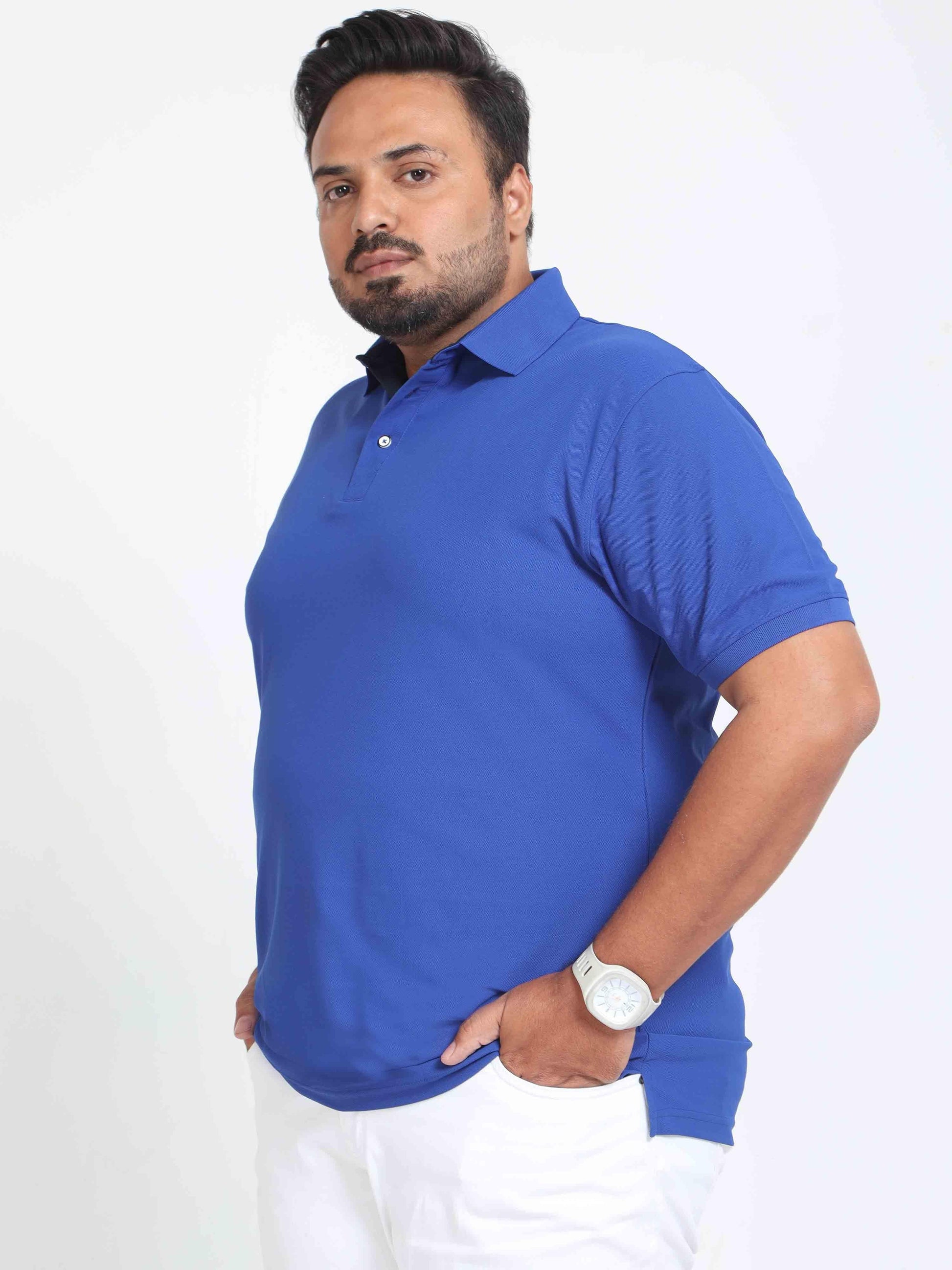 Plus Size Imperial Blue Men's Polo T-shirt