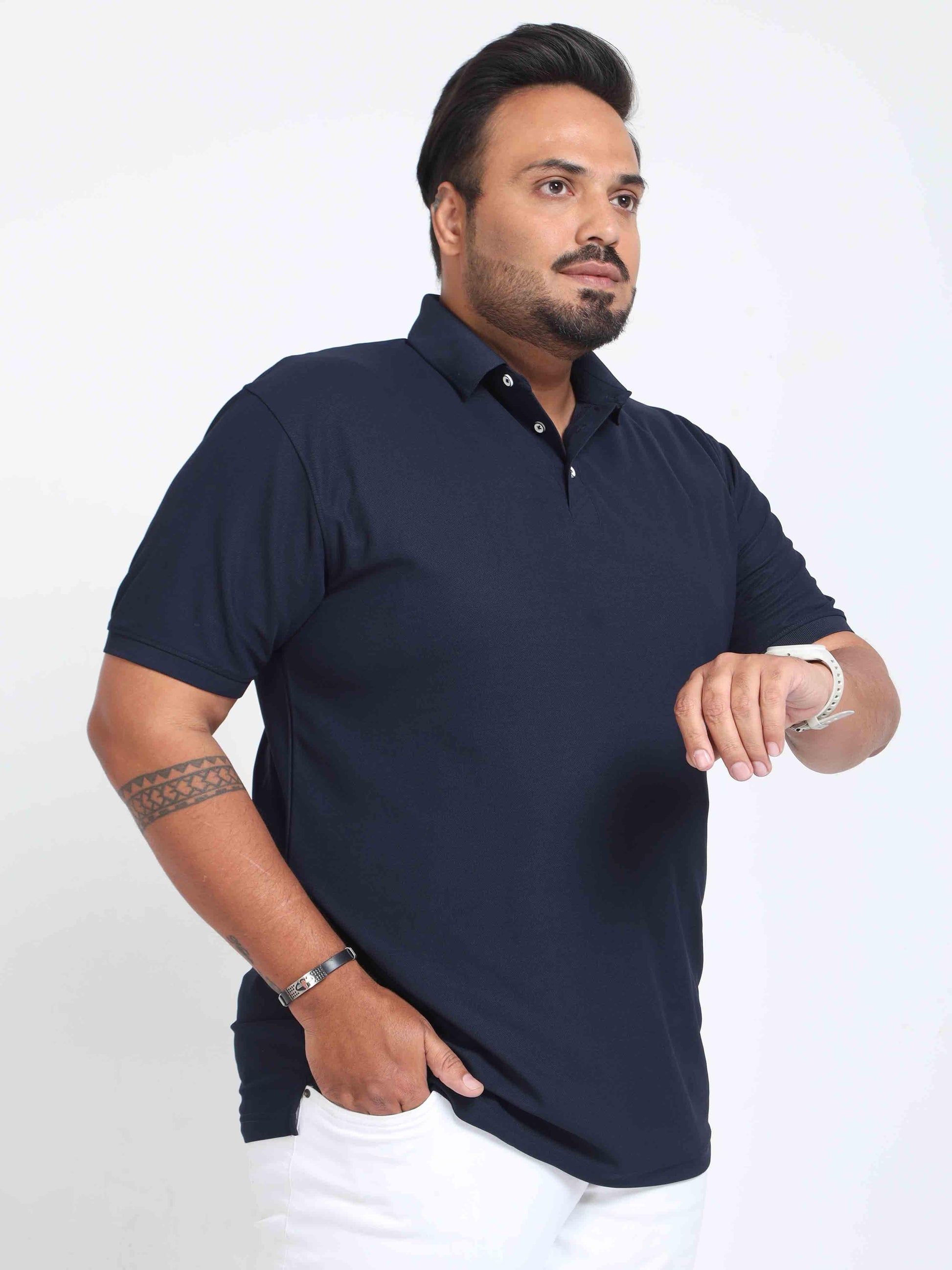 Plus Size True Navy Men's Polo T-shirt