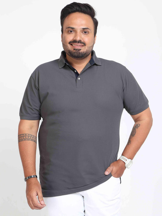 Plus Size Charcoal Grey  Men's Polo T-shirt