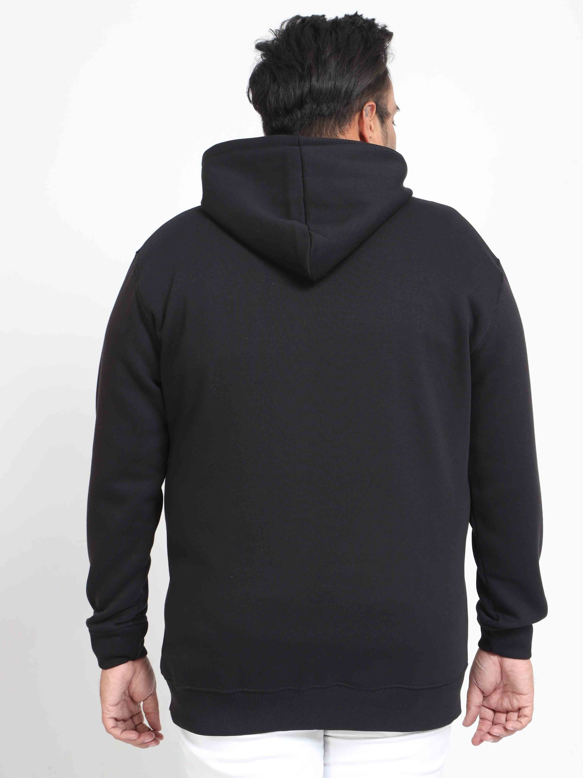 Plus Size Black Zipper Hoodie