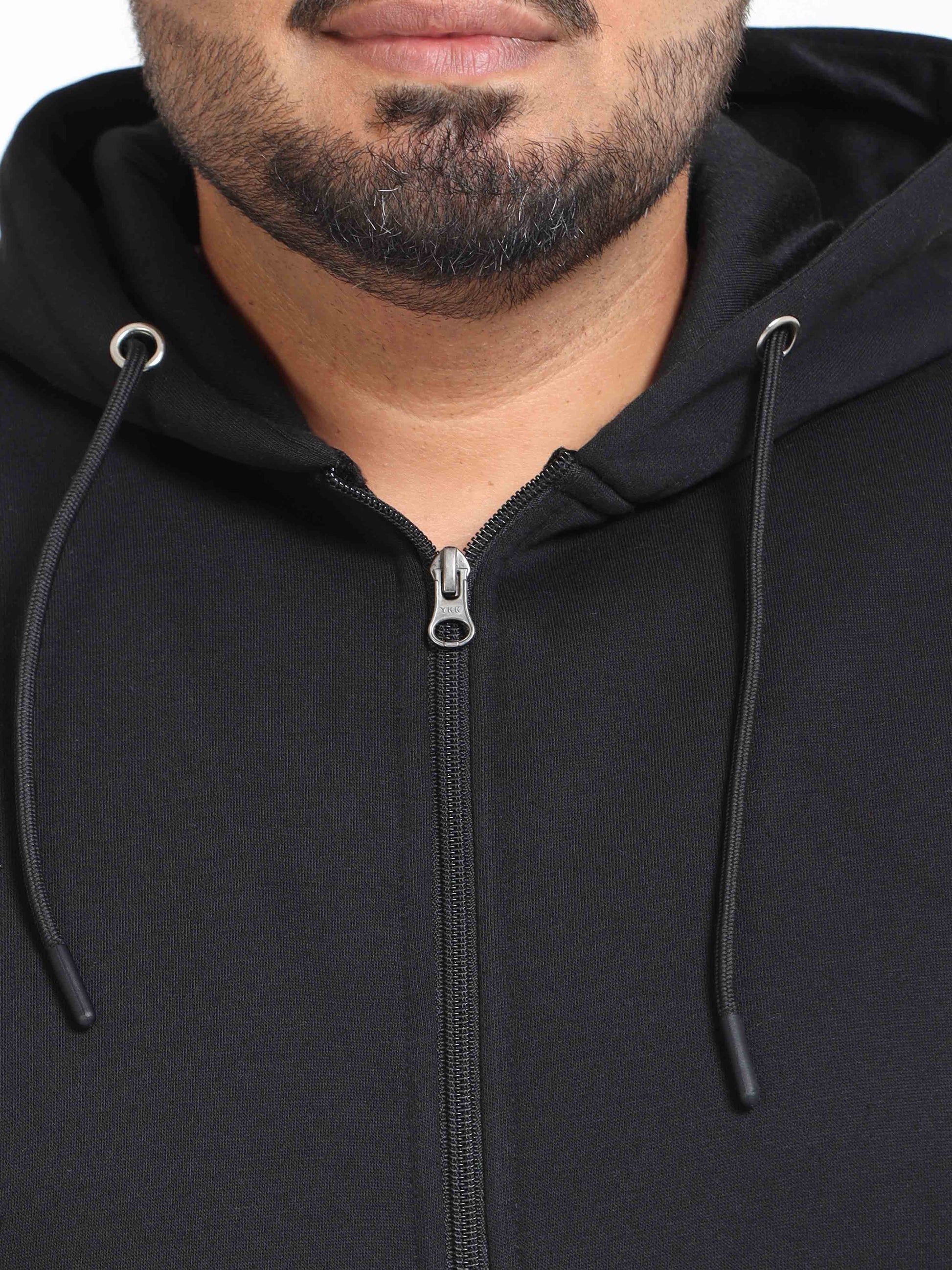 Plus Size Black Zipper Hoodie
