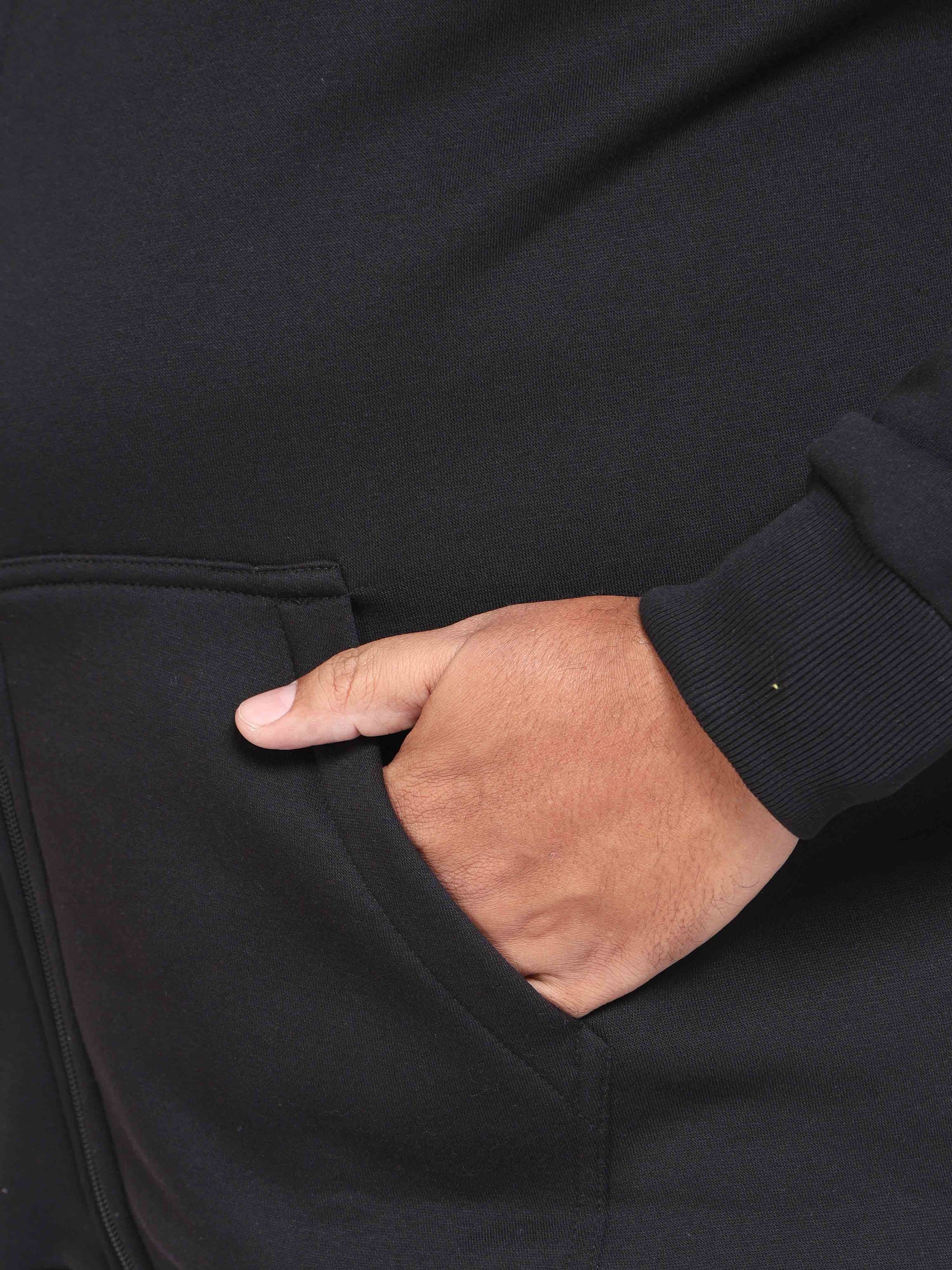 Plus Size Black Zipper Hoodie