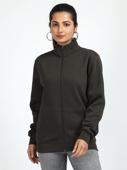 Olive High Neck Sweatshirt