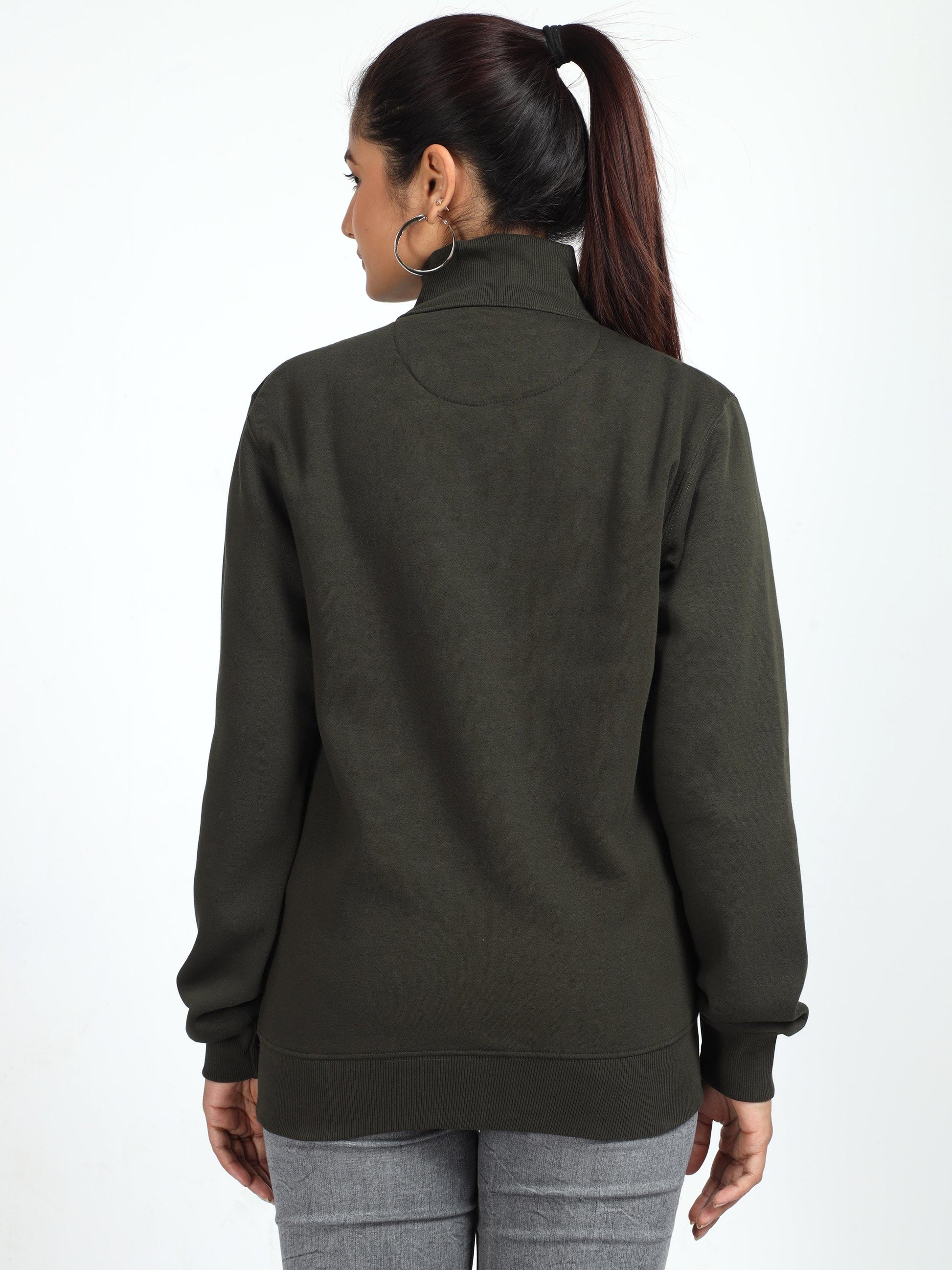 Olive High Neck Sweatshirt