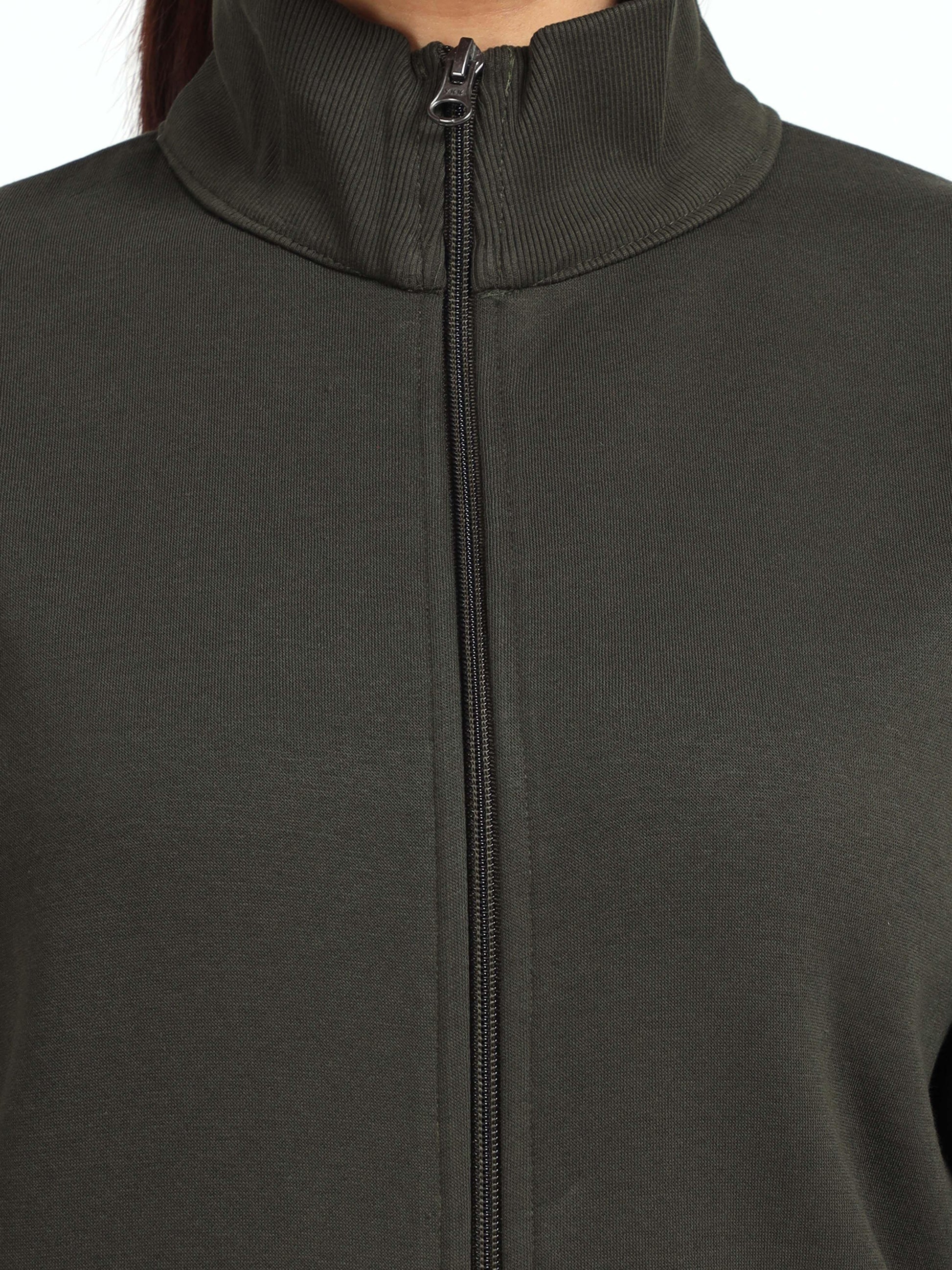 Olive High Neck Sweatshirt