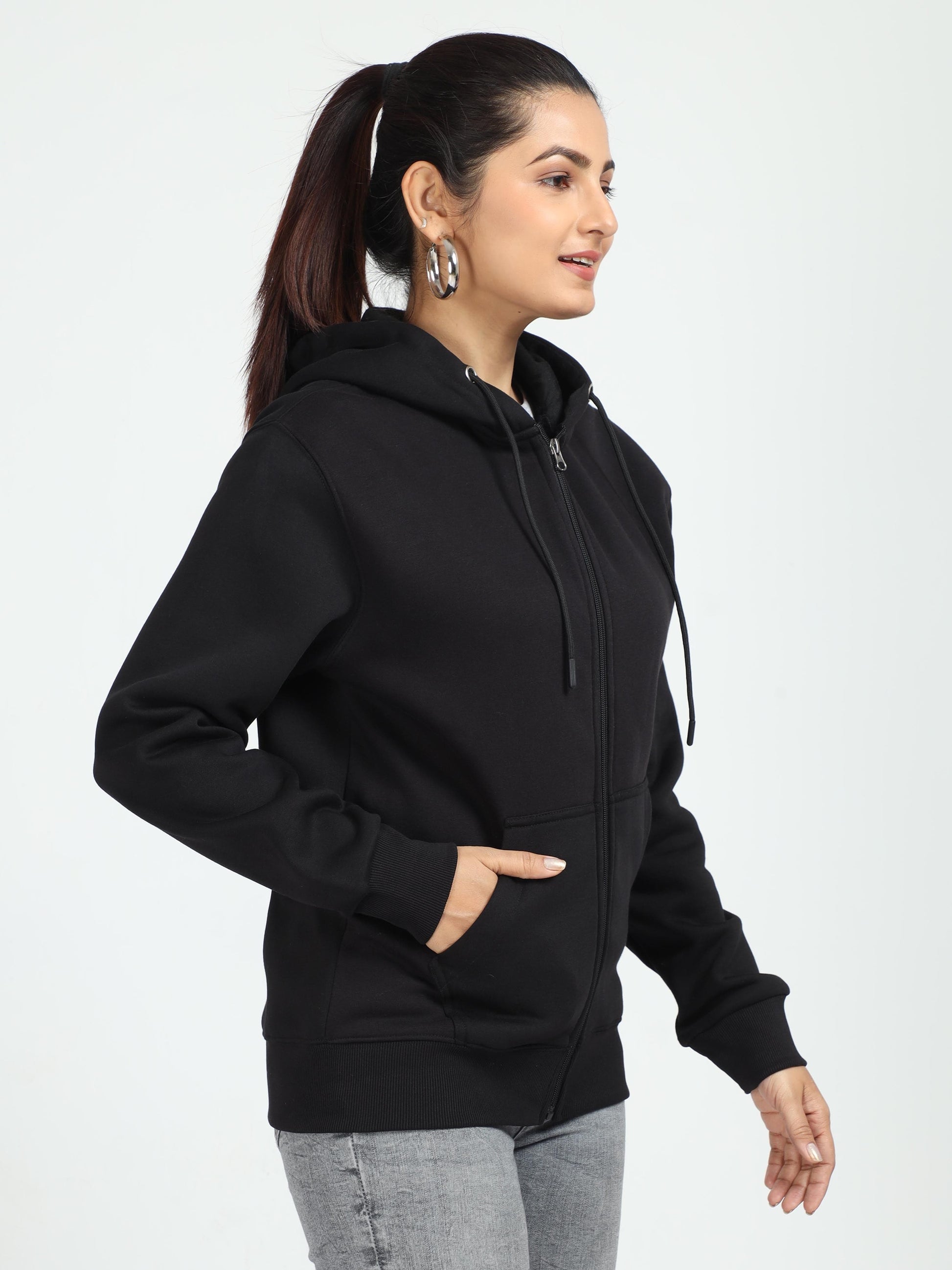 Black Zipper Hoodie