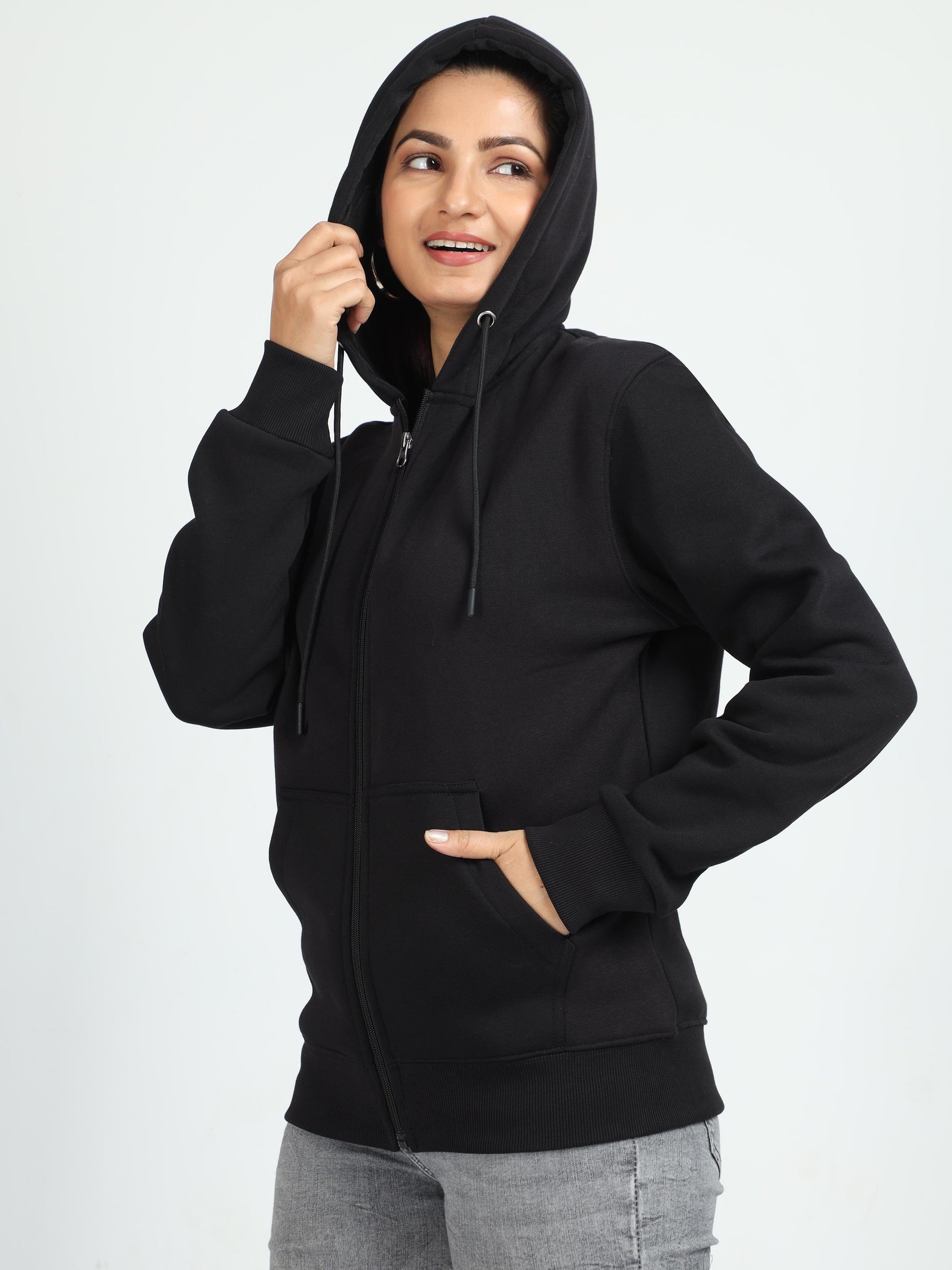 Black Zipper Hoodie
