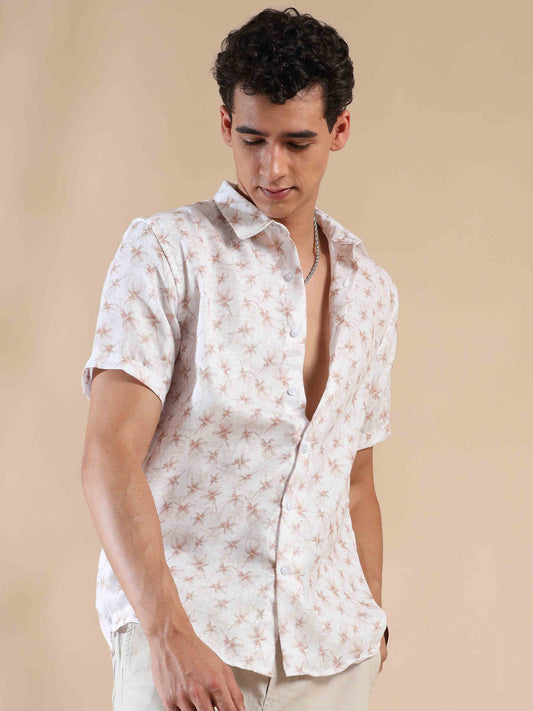 Half sleeve printed polyester cotton shirt for men