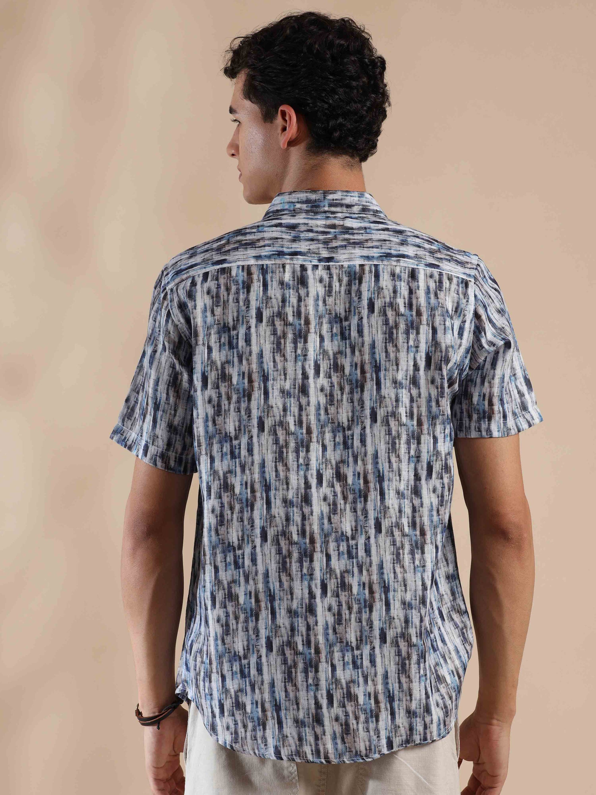 Half sleeve printed polyester cotton shirt for men