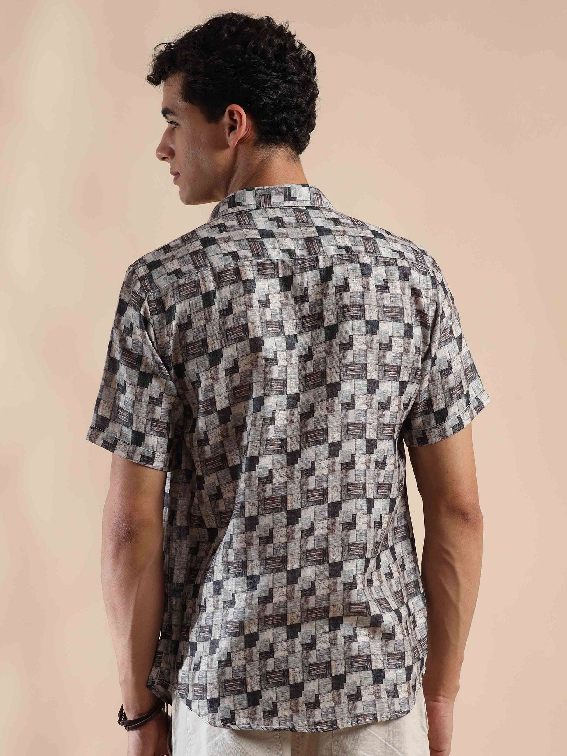 Half Sleeves printed Polyester Cotton Shirt for Men