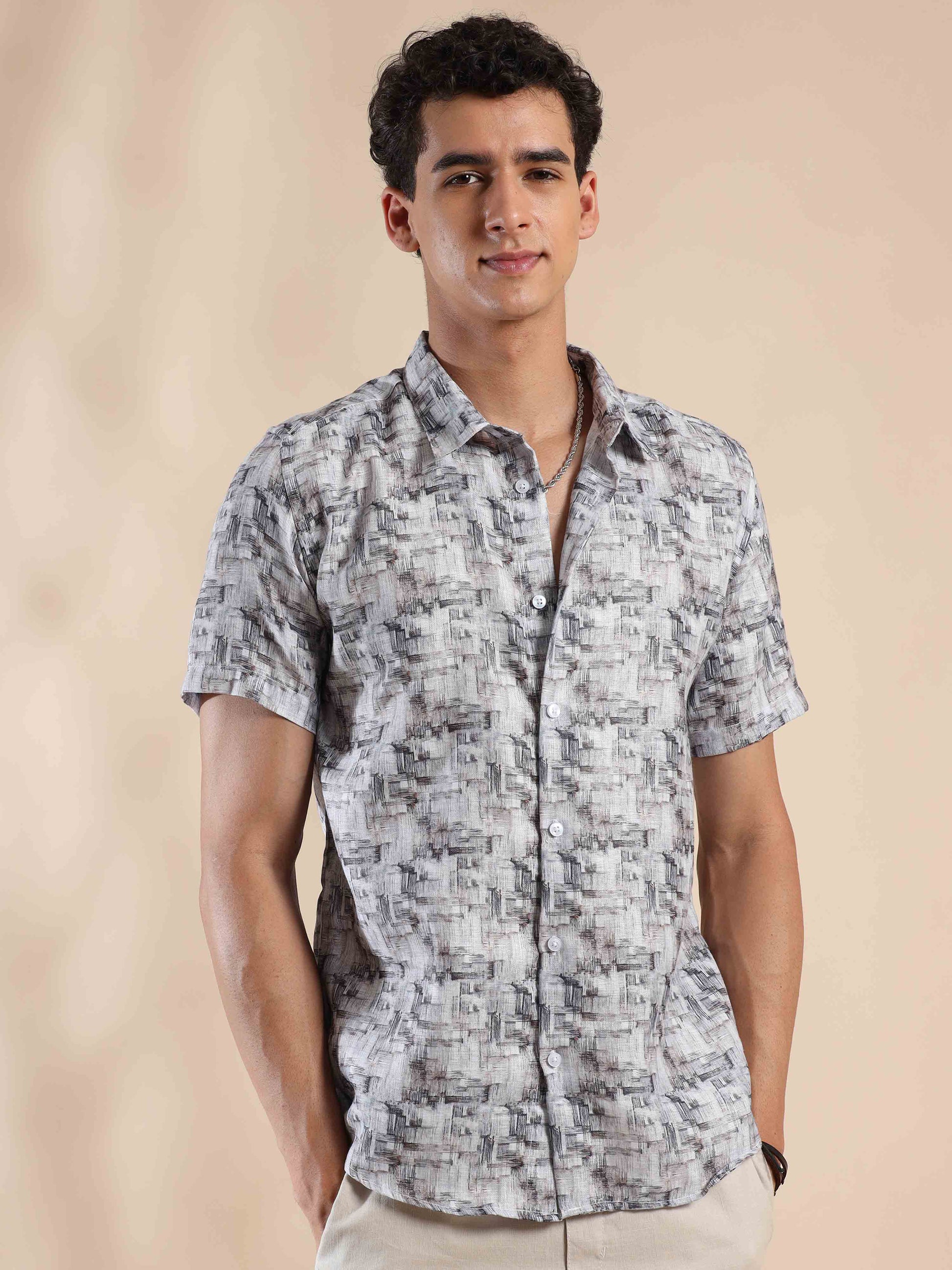 Half Sleeves printed Polyester Cotton shirt for Men