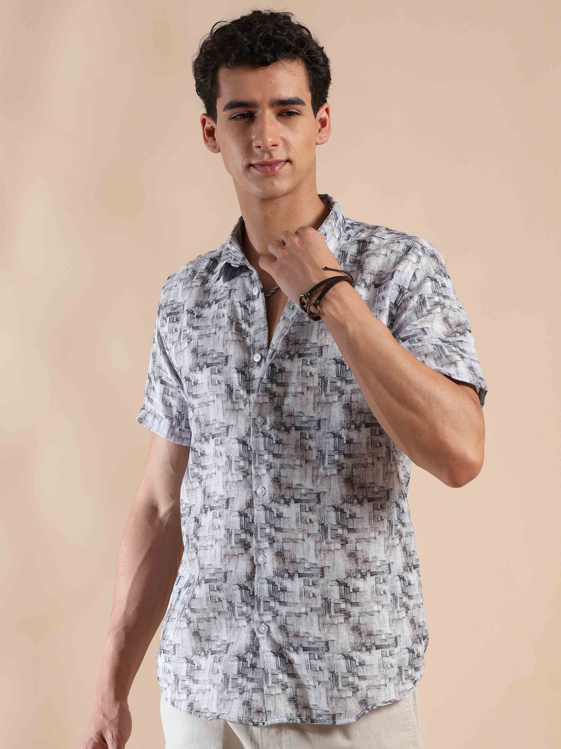 Half Sleeves printed Polyester Cotton shirt for Men