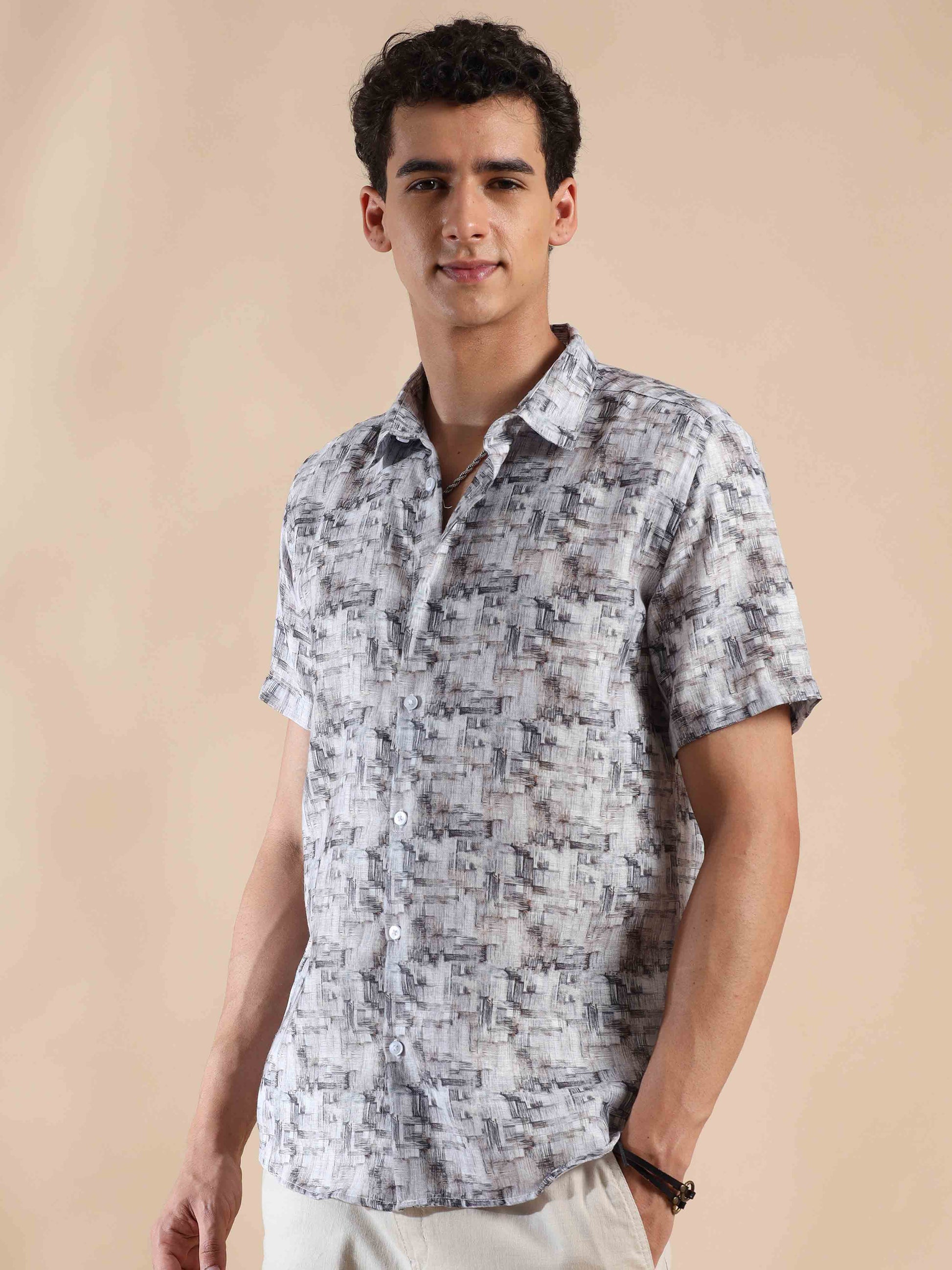 Half Sleeves printed Polyester Cotton shirt for Men