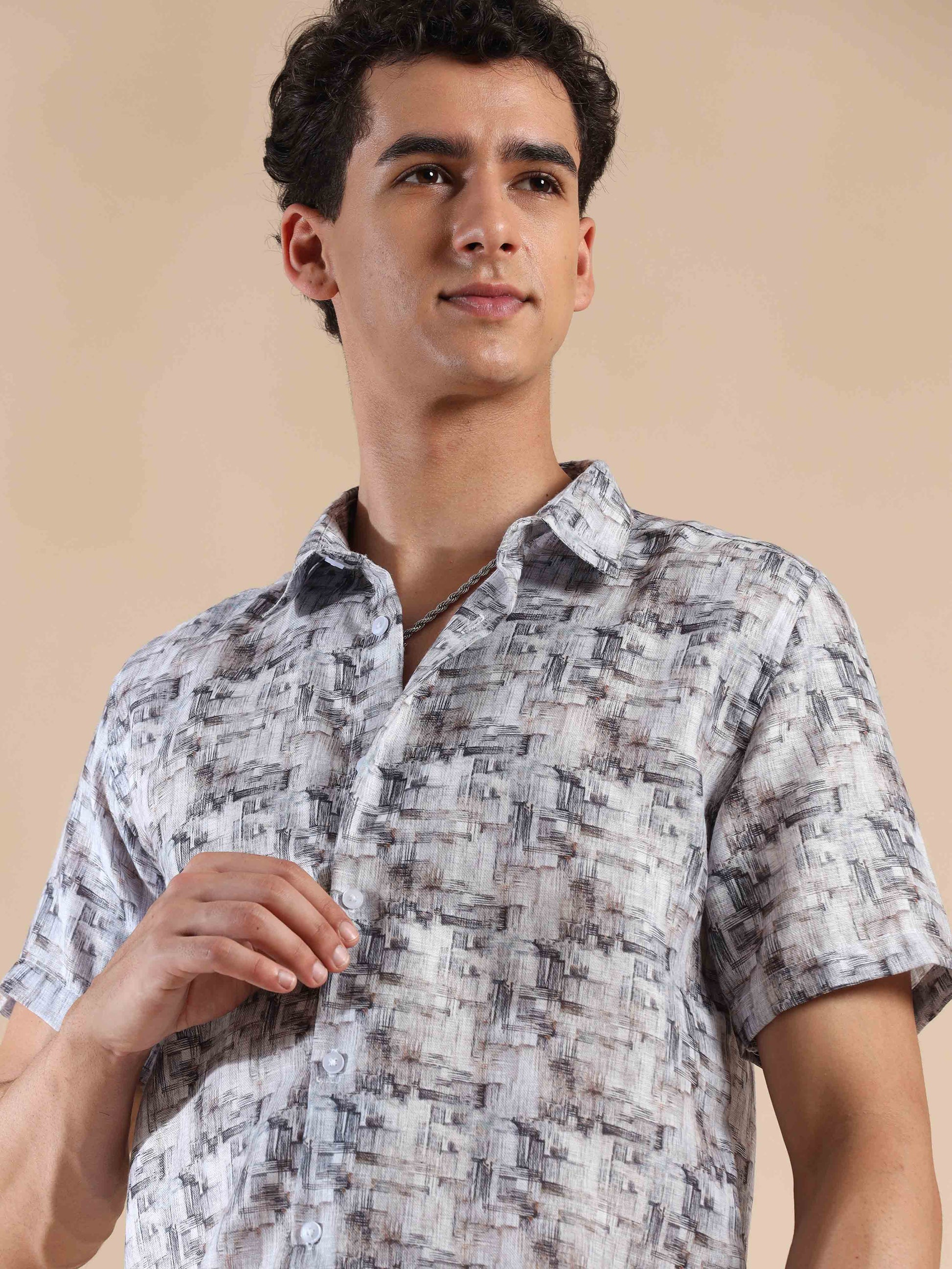 Half Sleeves printed Polyester Cotton shirt for Men