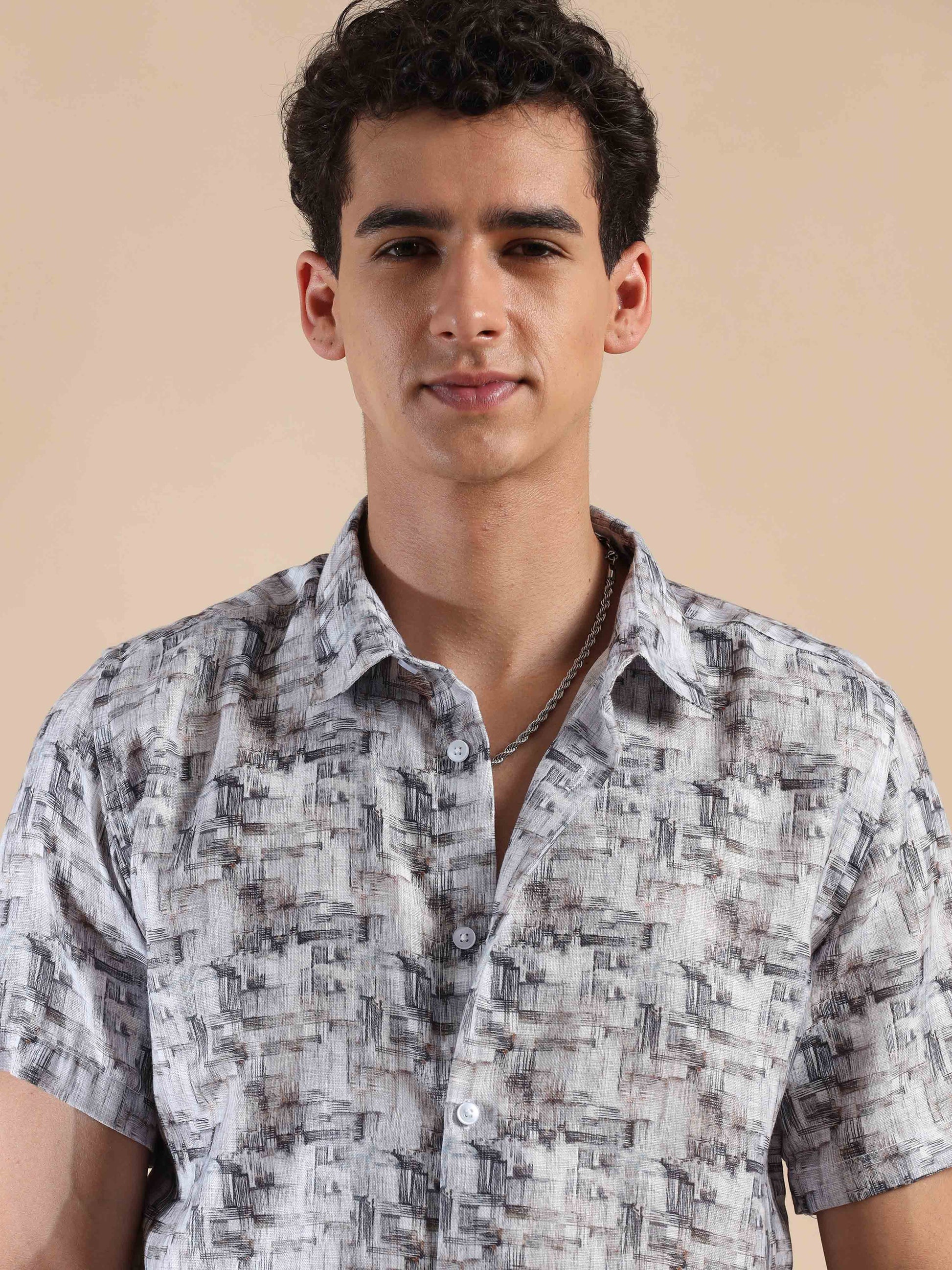 Half Sleeves printed Polyester Cotton shirt for Men