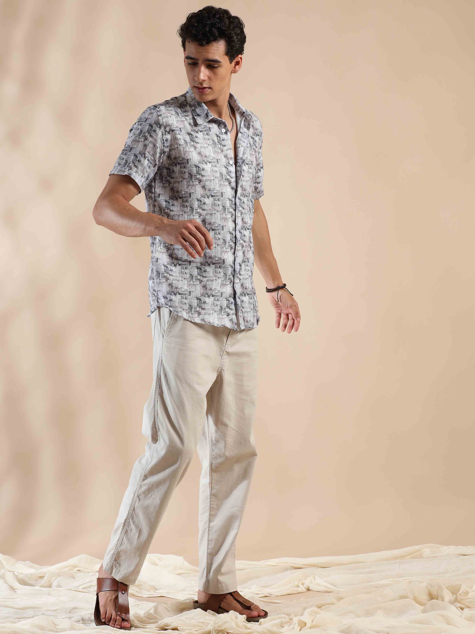 Half Sleeves printed Polyester Cotton shirt for Men