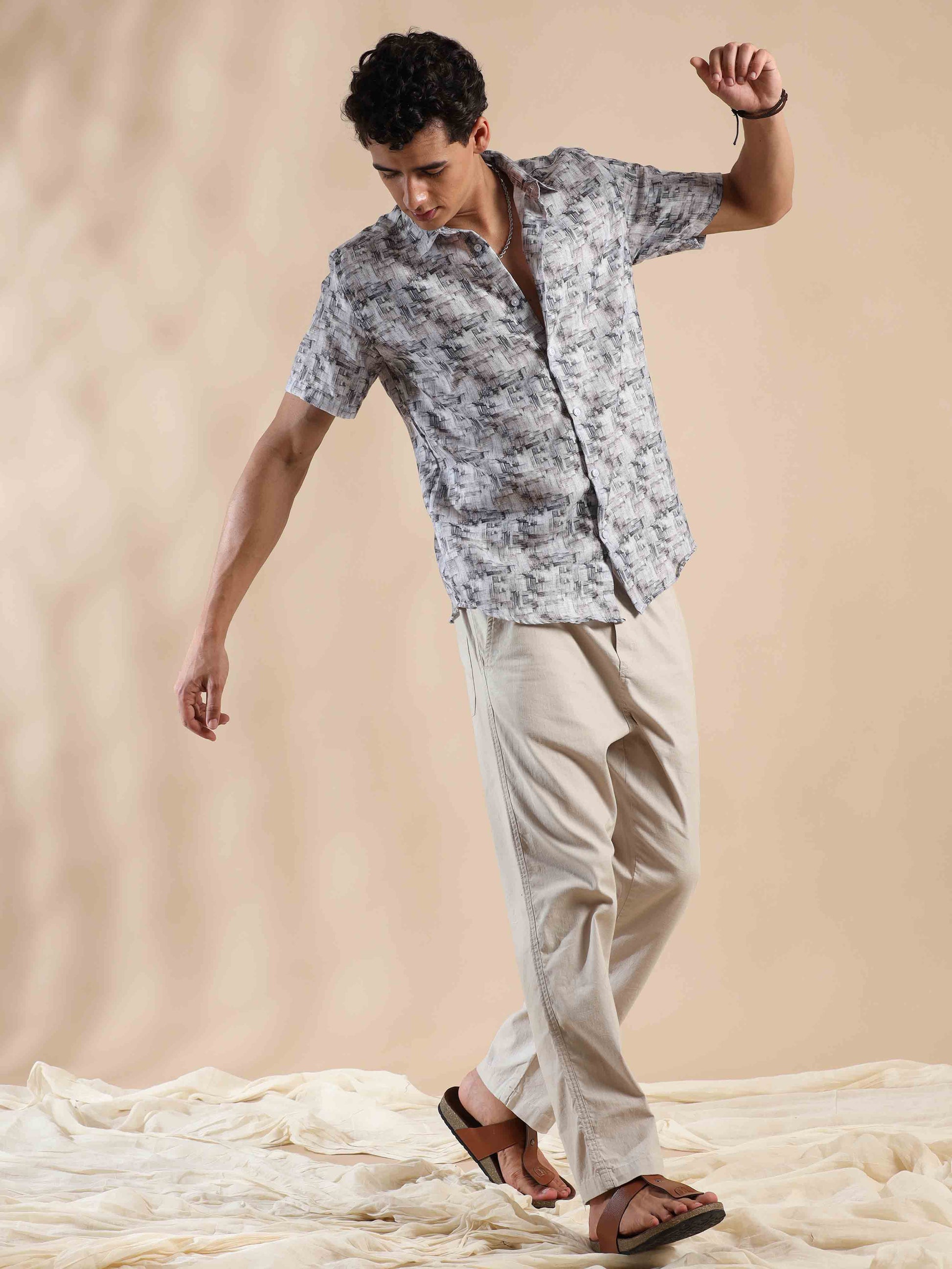 Half Sleeves printed Polyester Cotton shirt for Men