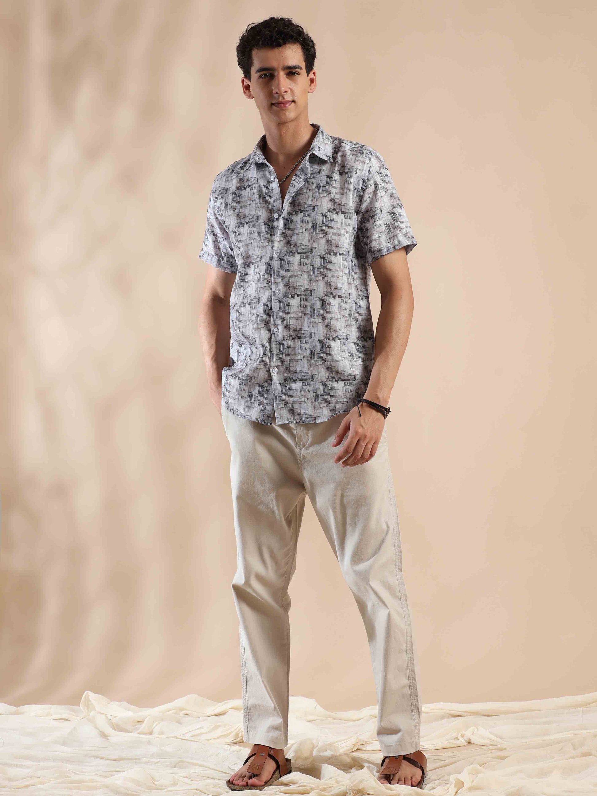 Half Sleeves printed Polyester Cotton shirt for Men