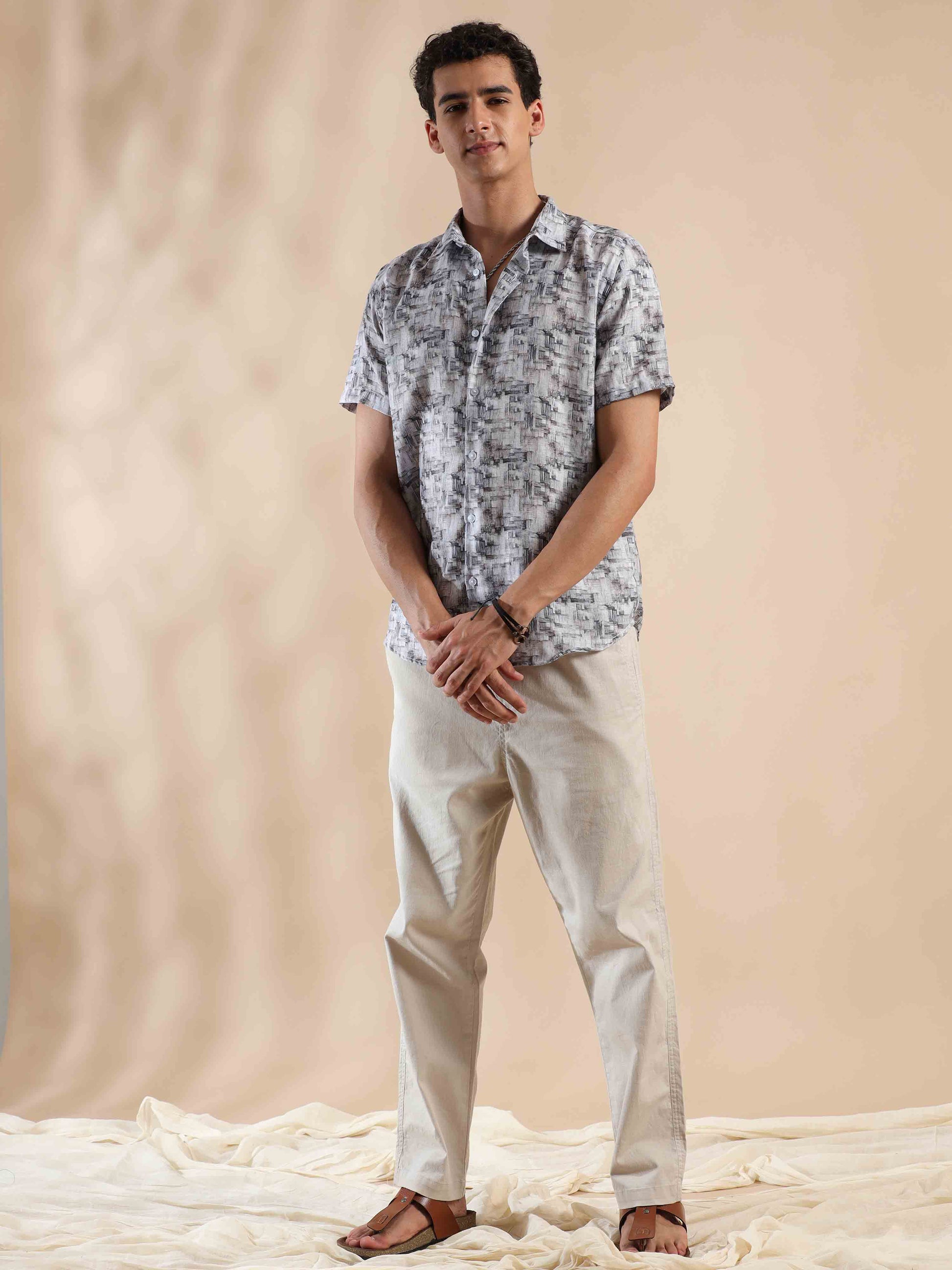 Half Sleeves printed Polyester Cotton shirt for Men