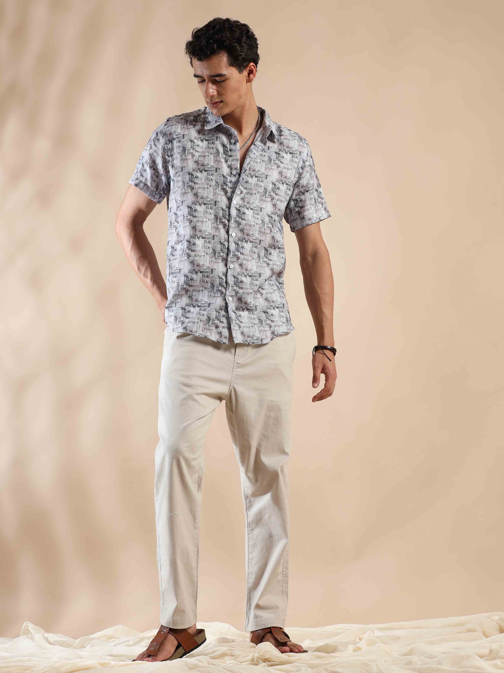 Half Sleeves printed Polyester Cotton shirt for Men