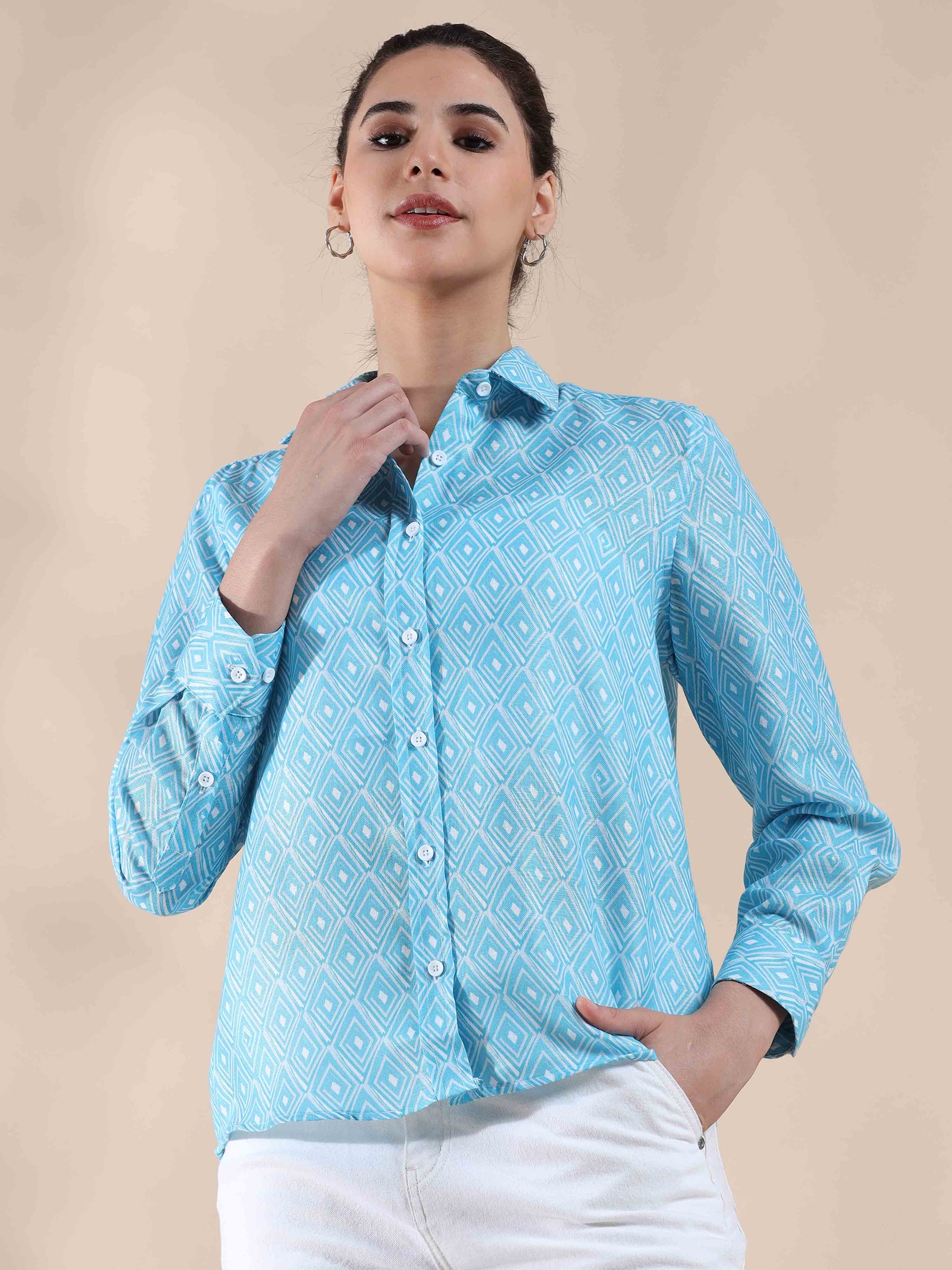 Turquoise Tide Cotton Shirt for women