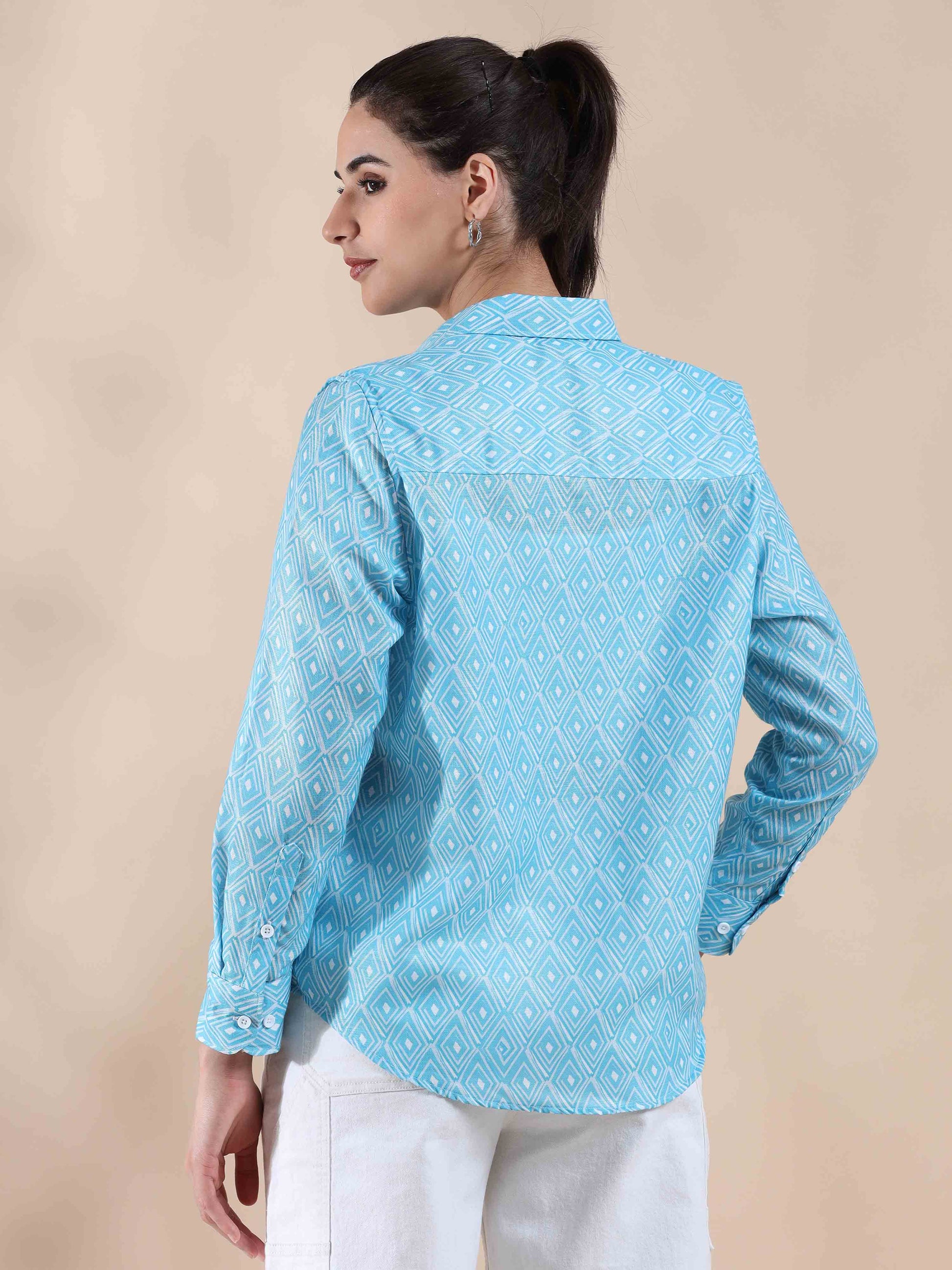 Turquoise Tide Cotton Shirt for women