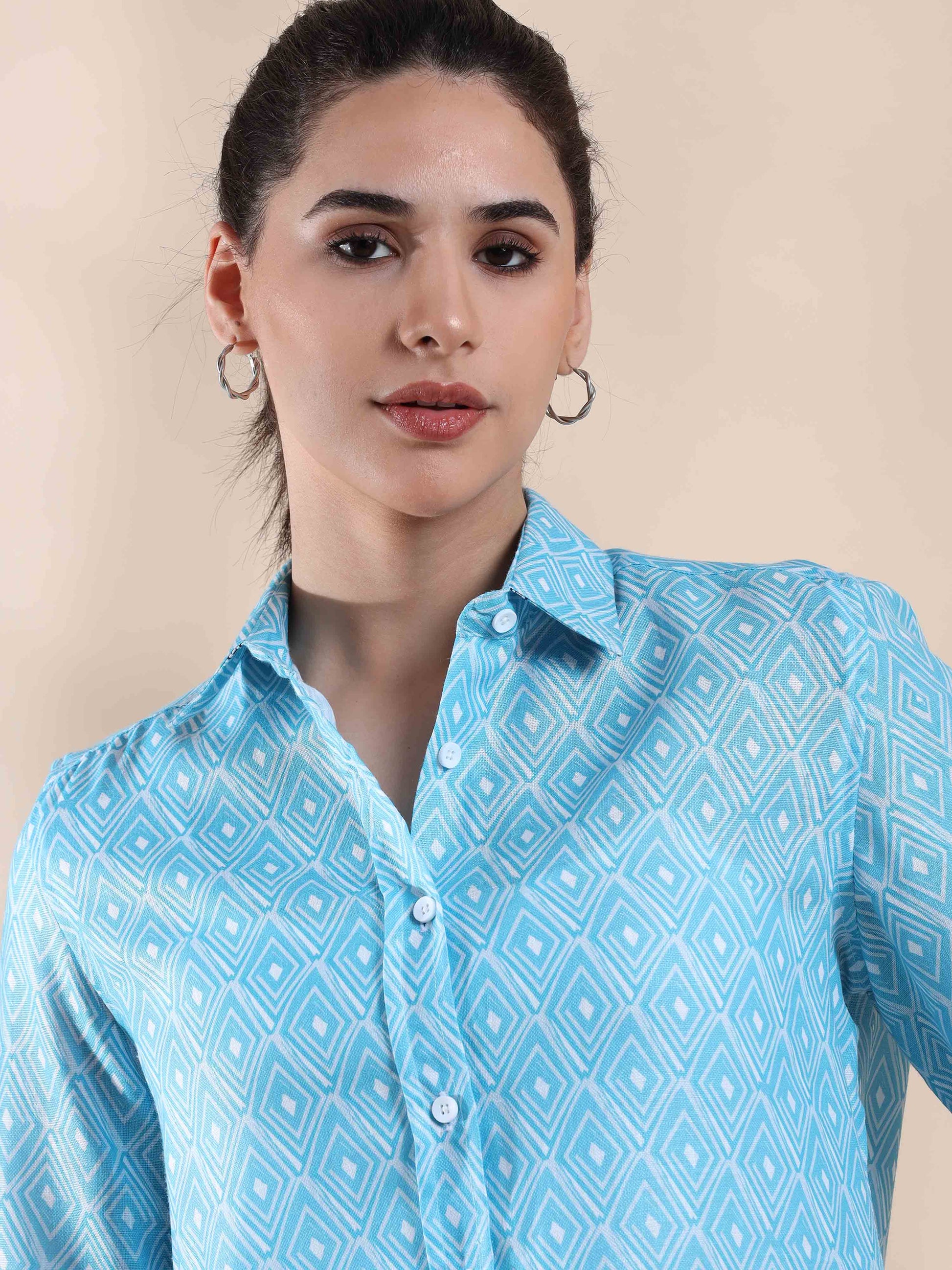 Turquoise Tide Cotton Shirt for women