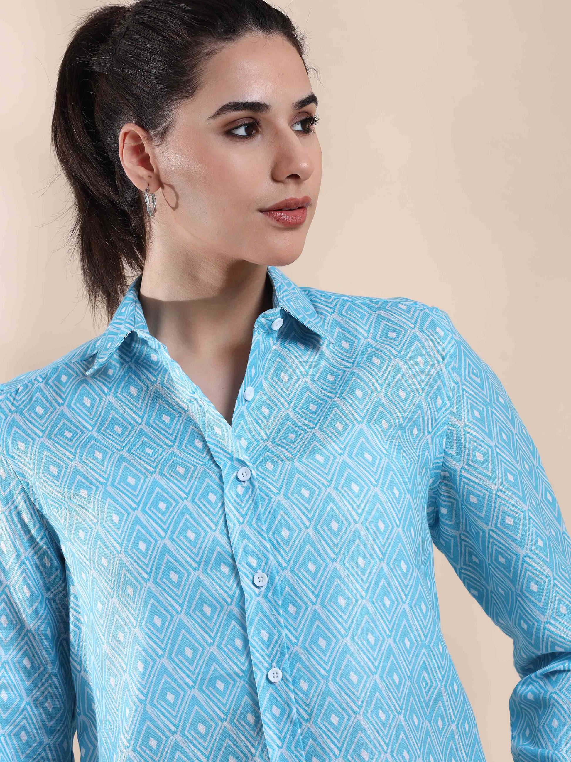 Turquoise Tide Cotton Shirt for women