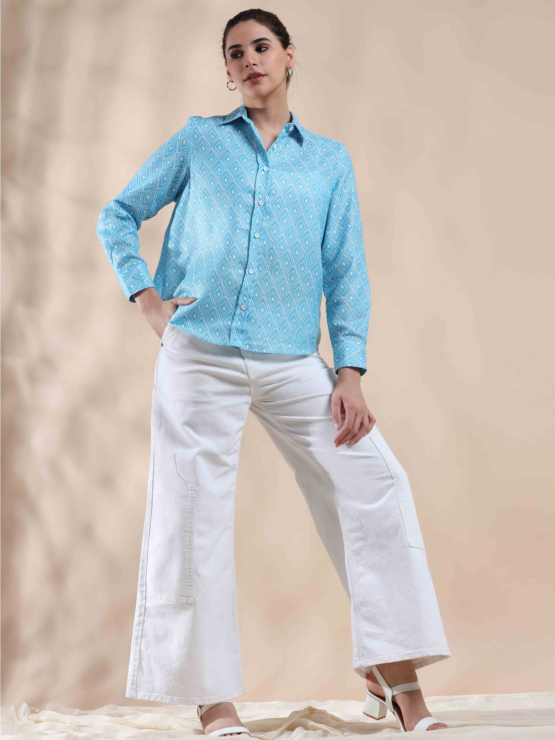 Turquoise Tide Cotton Shirt for women