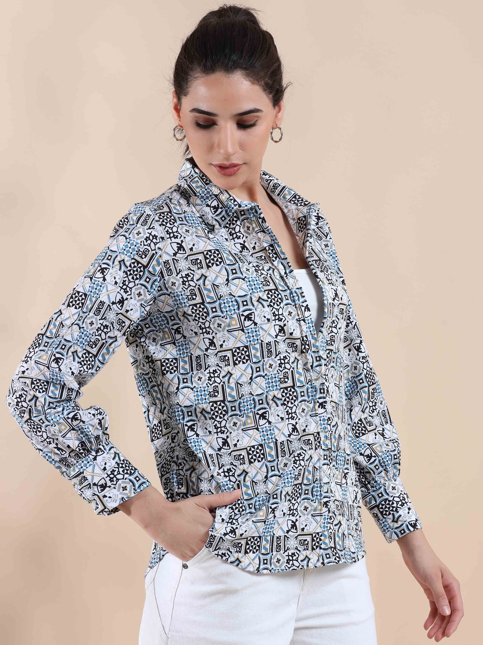 Blue Summer Popcorn Shirt for women