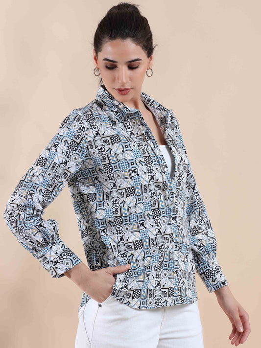 Blue Summer Popcorn Shirt for women