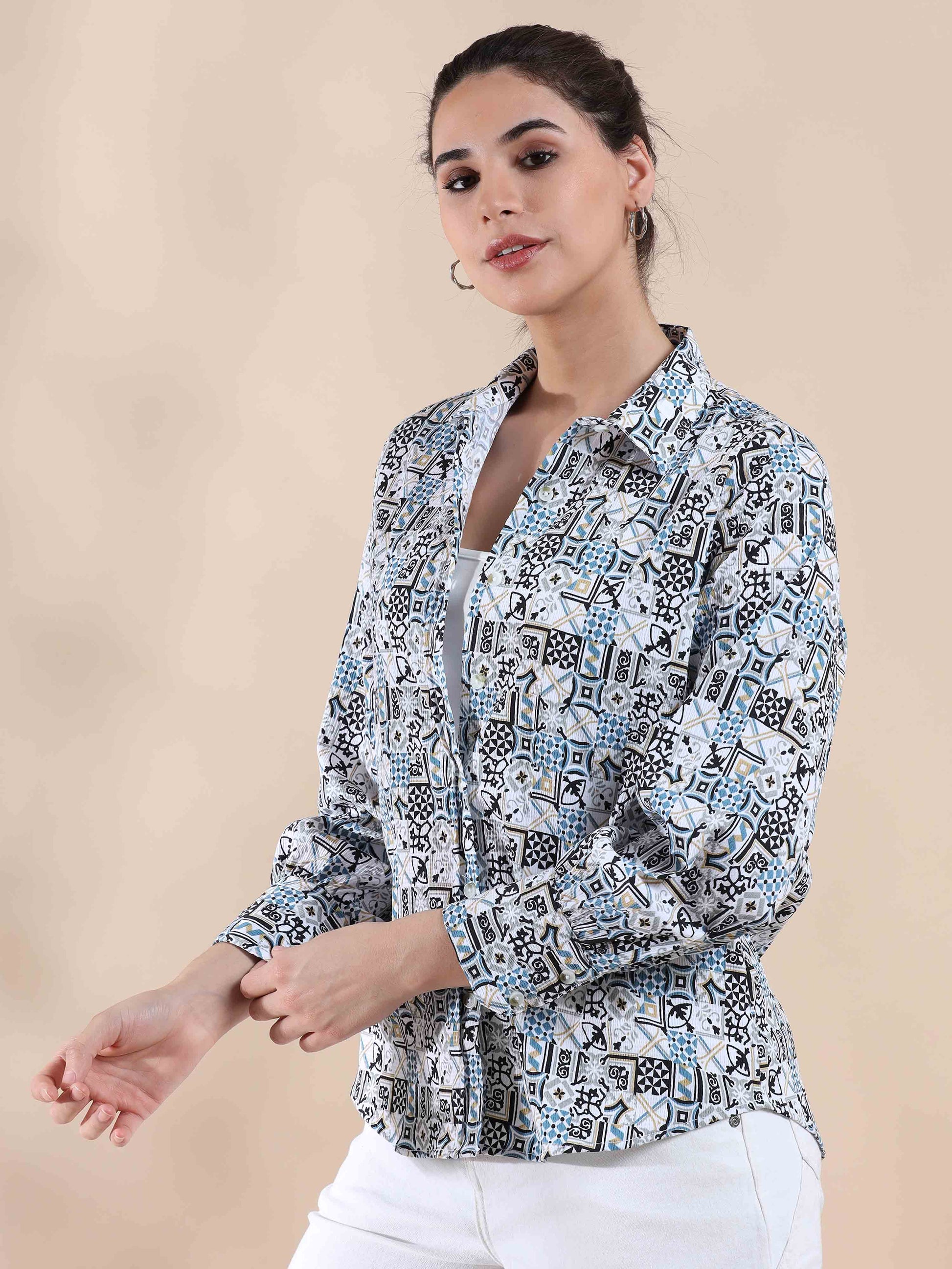 Blue Summer Popcorn Shirt for women