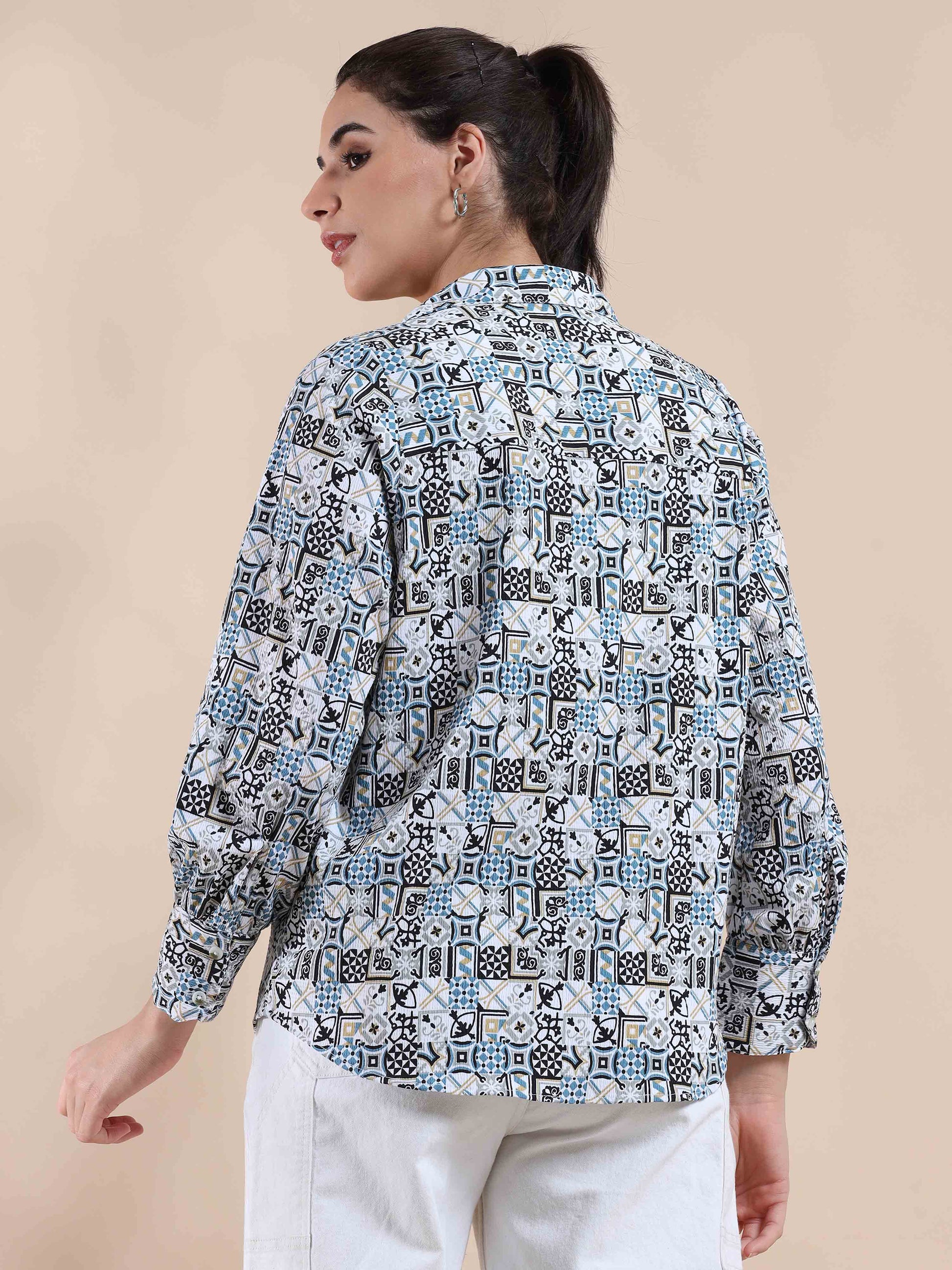 Blue Summer Popcorn Shirt for women