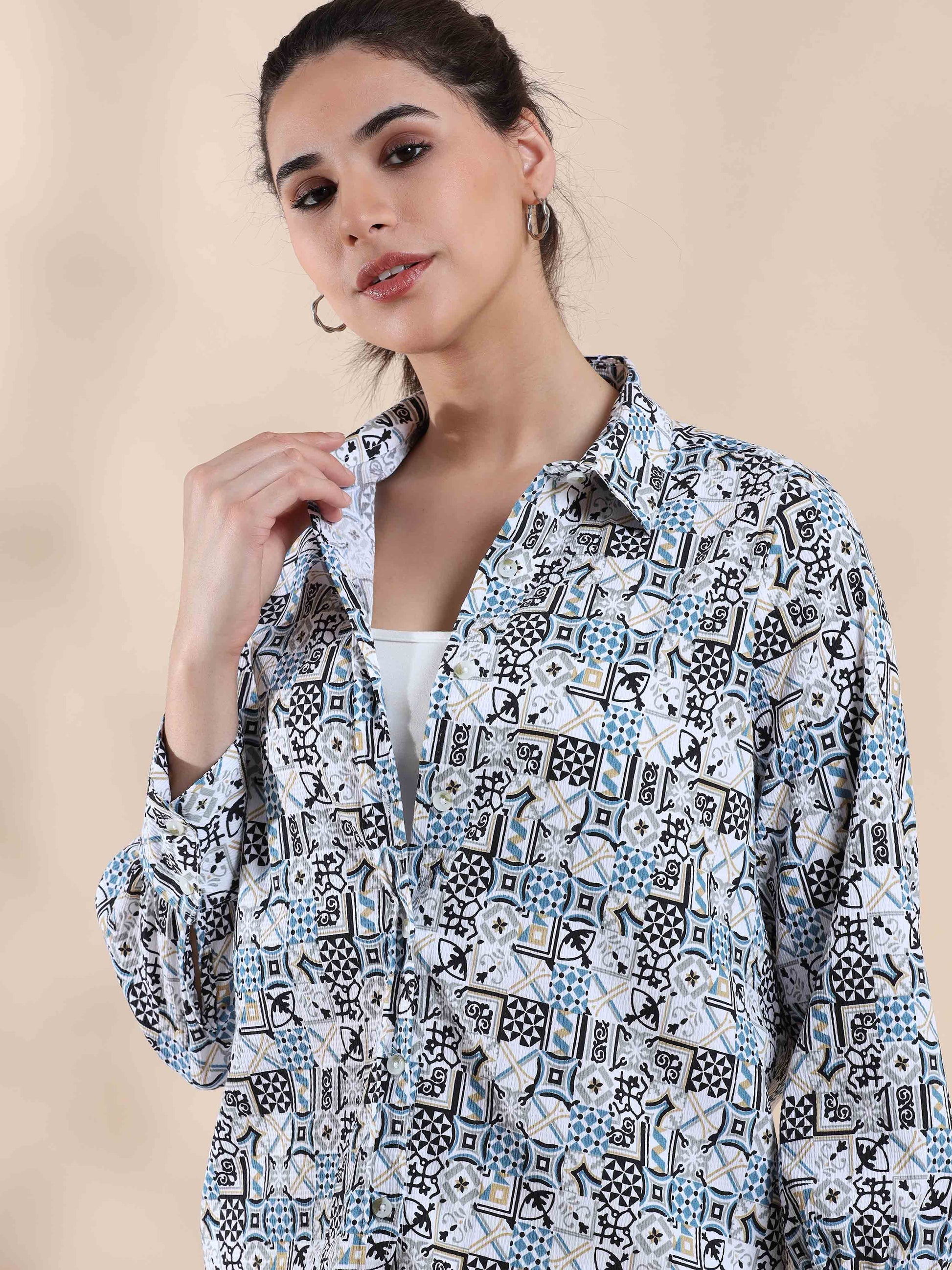 Blue Summer Popcorn Shirt for women
