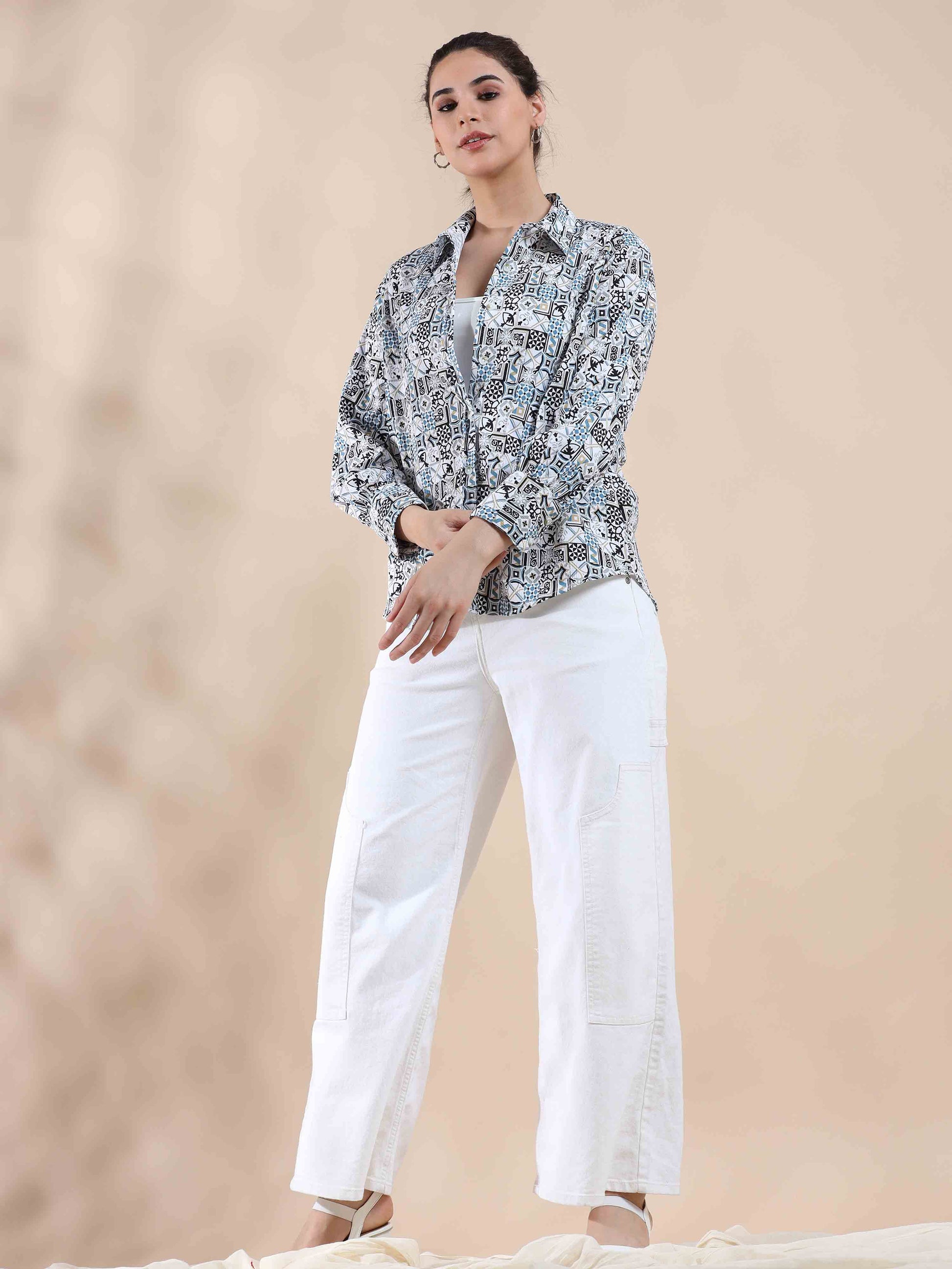 Blue Summer Popcorn Shirt for women