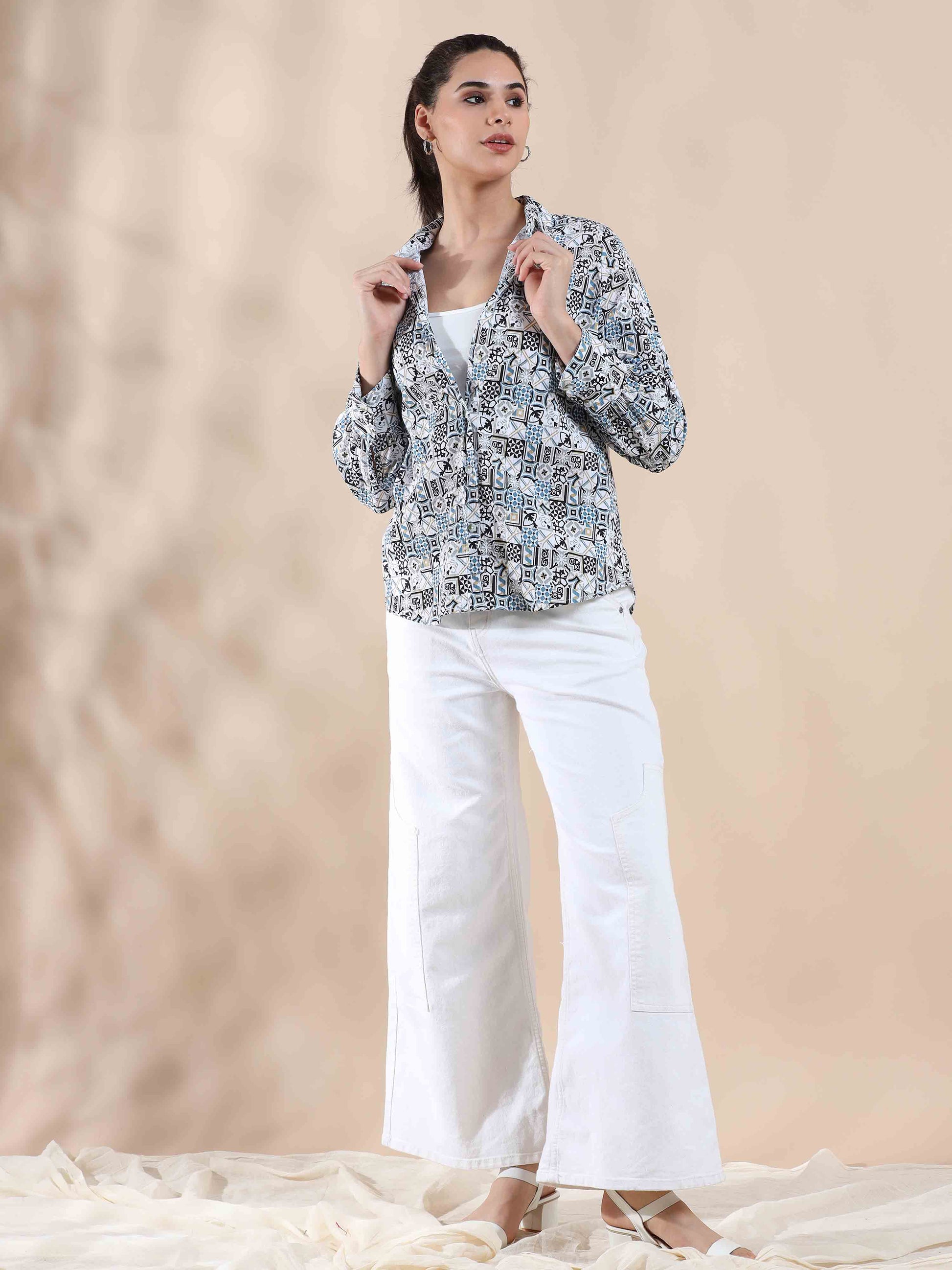 Blue Summer Popcorn Shirt for women